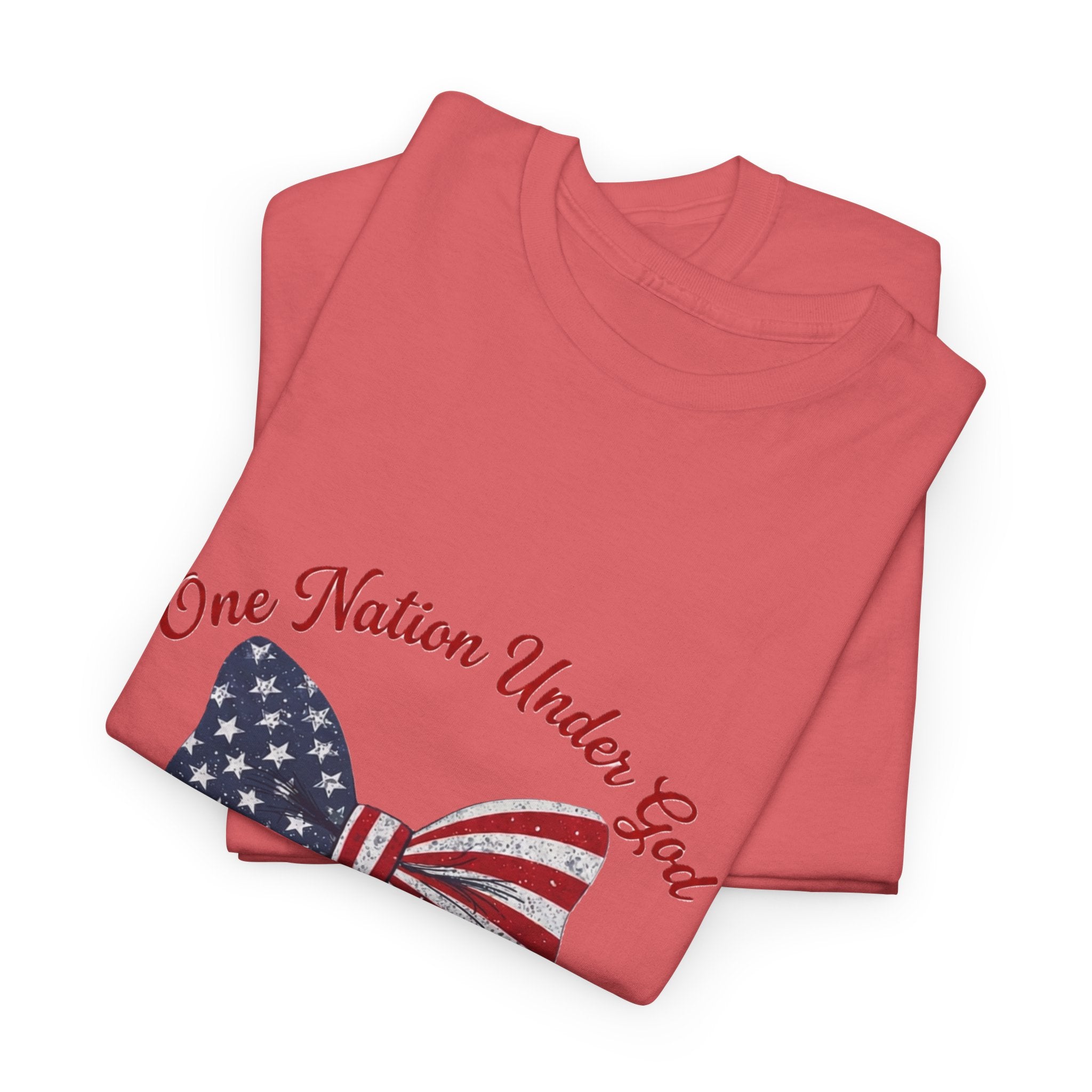 Patriotic Bow Tee — "One Nation Under God" American Flag Cross T-Shirt