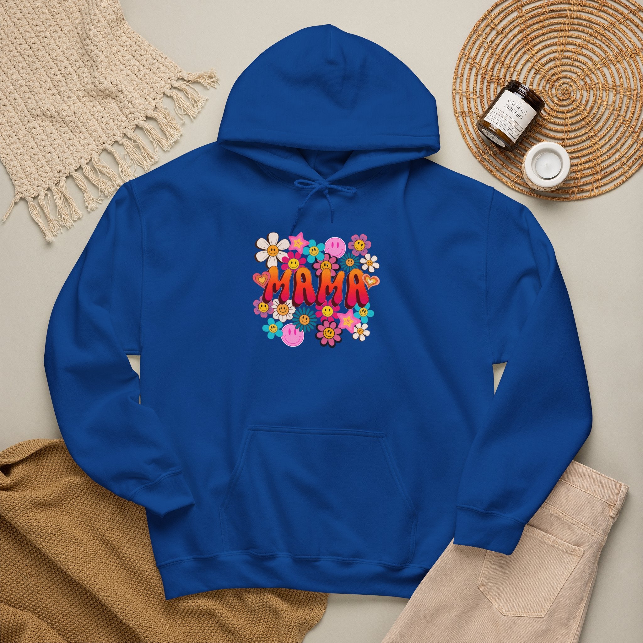 Mama Floral Hoodie — Retro Flower Power "Mama" Sweatshirt