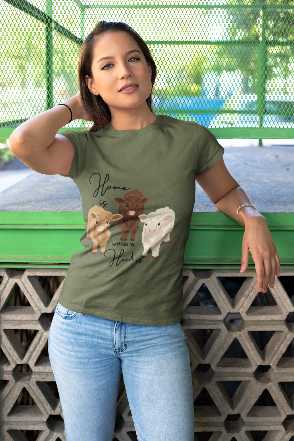 Cow Trio Graphic T-Shirt — "Home is Where the Herd Is" Farm Animal Tee