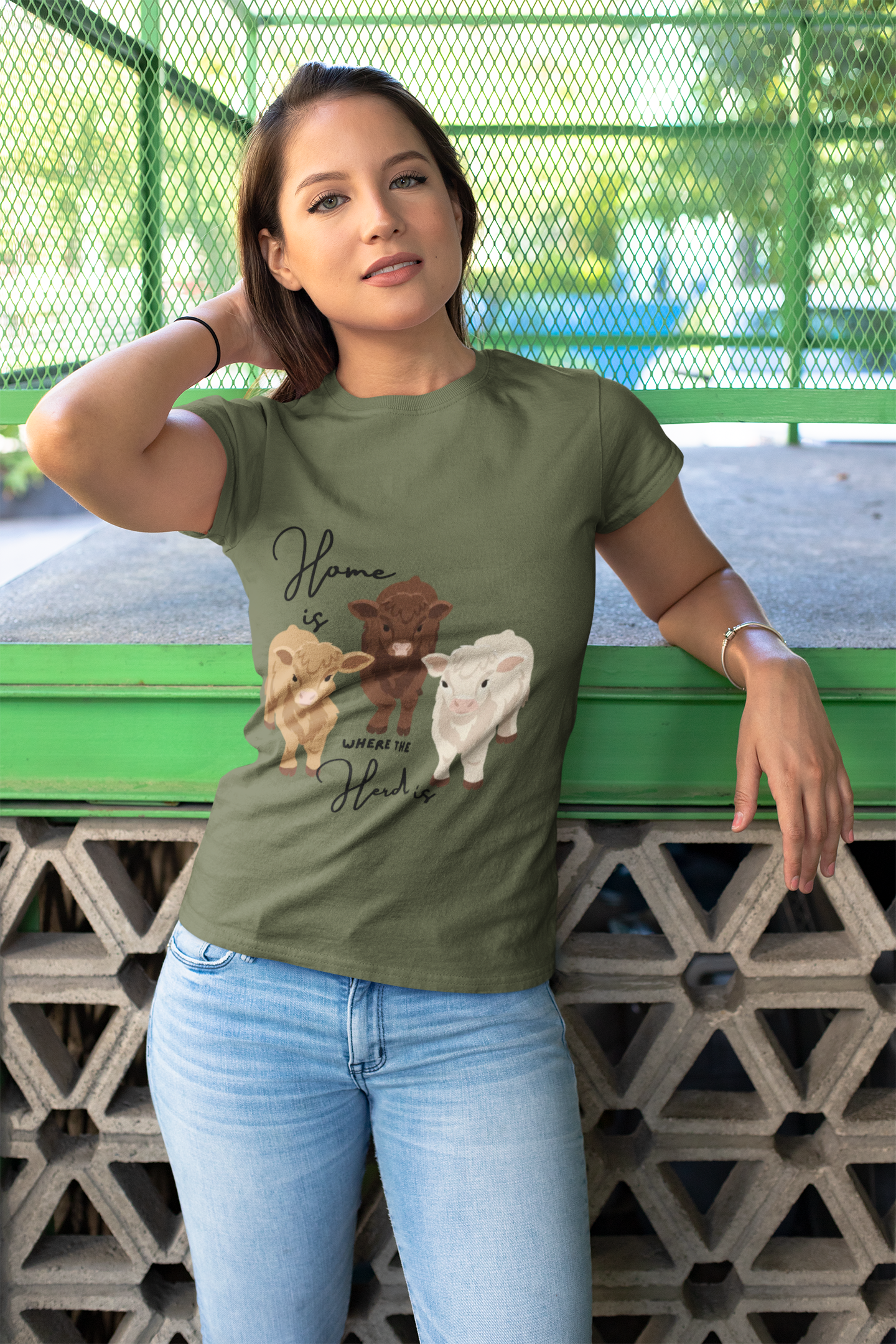 Cow Trio Graphic T-Shirt — "Home is Where the Herd Is" Farm Animal Tee