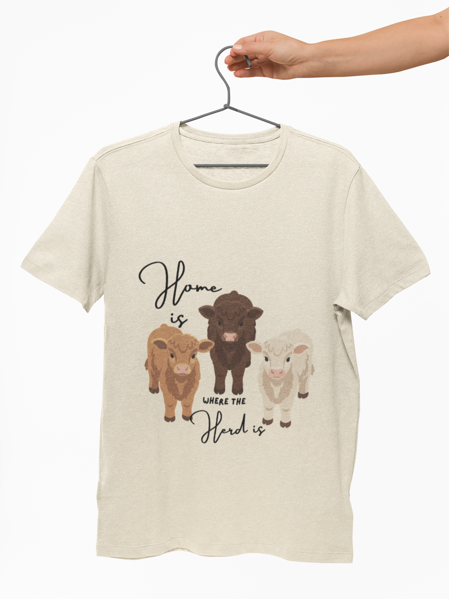 Cow Trio Graphic T-Shirt — "Home is Where the Herd Is" Farm Animal Tee