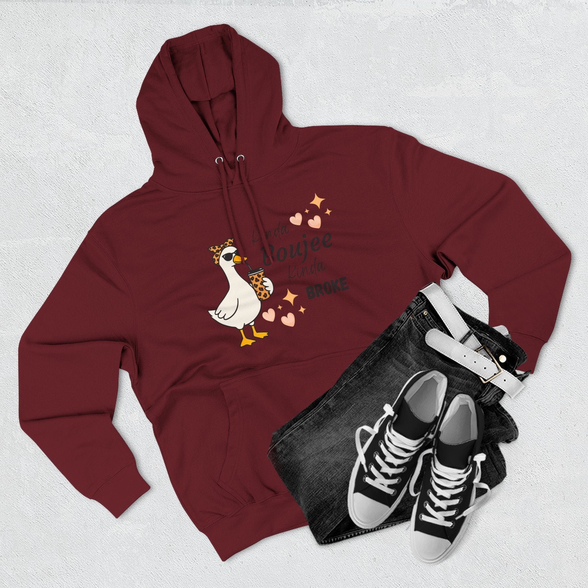 Duck Graphic Hoodie — "A Little Boujee, Kinda Broke" Cute Casual Pullover