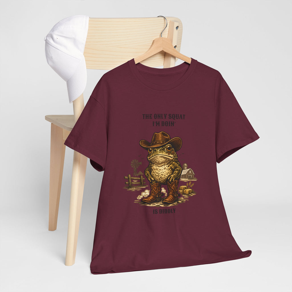 Frog Cowboy Tee — “The Only Squat I’m Doin’ Is Diddle” Funny Western Graphic T-Shirt
