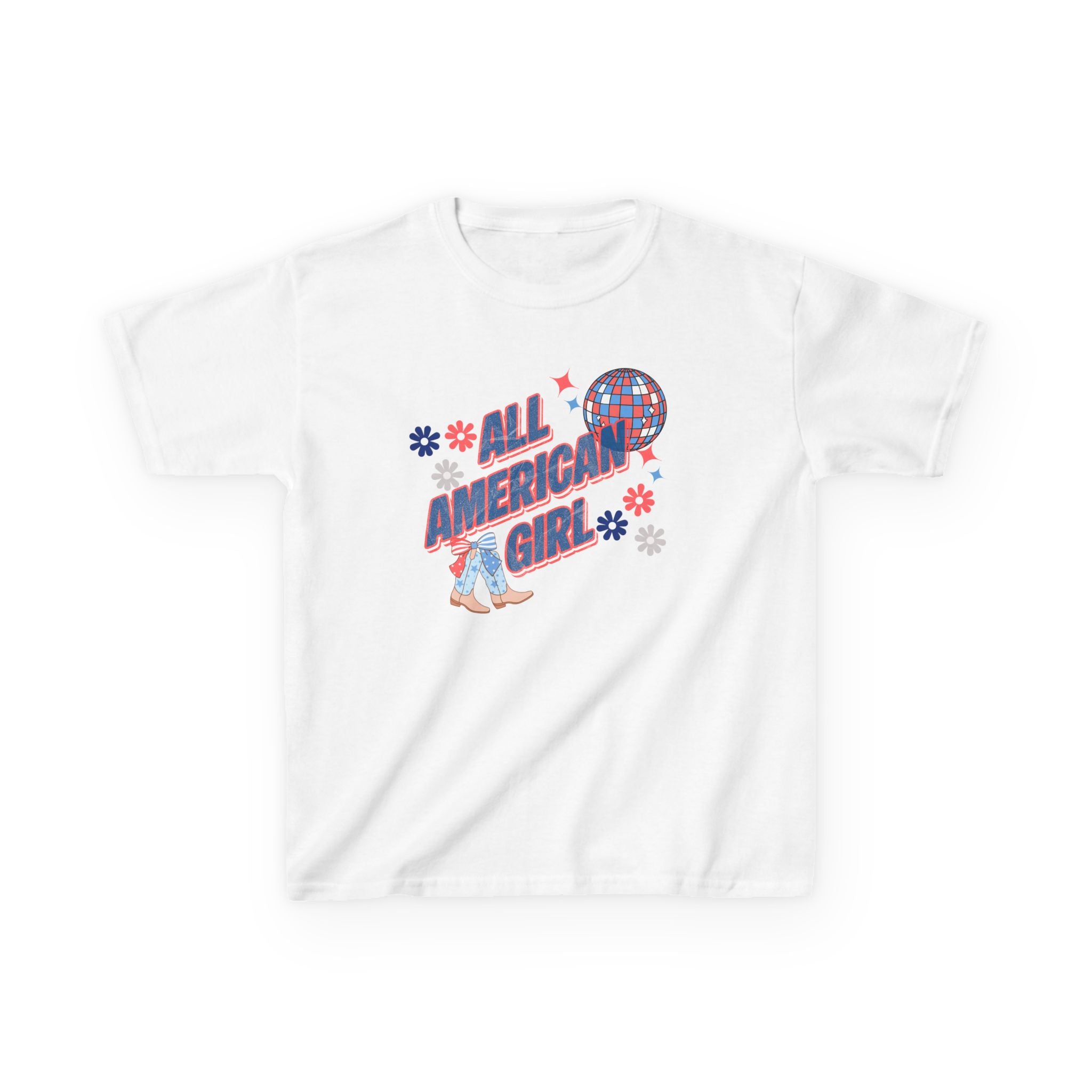 All American Girl Kids T-Shirt — Patriotic 4th of July Tee