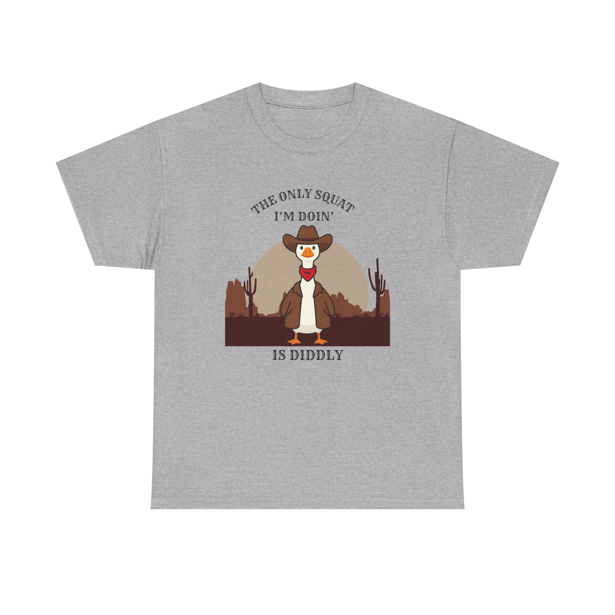 Cowboy Duck Graphic Tee — "The Only Squat I'm Doin' Is Diddly" Cute Western Animal T-Shirt