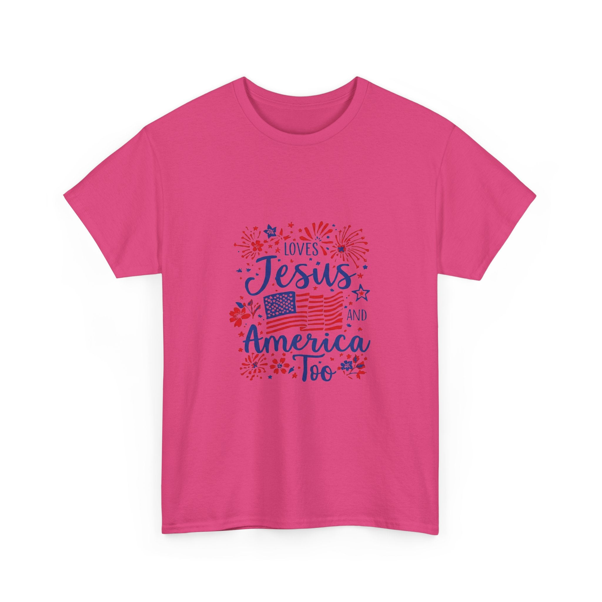 Jesus and America Tee — Patriotic Christian T-Shirt ("Loves Jesus and America Too")