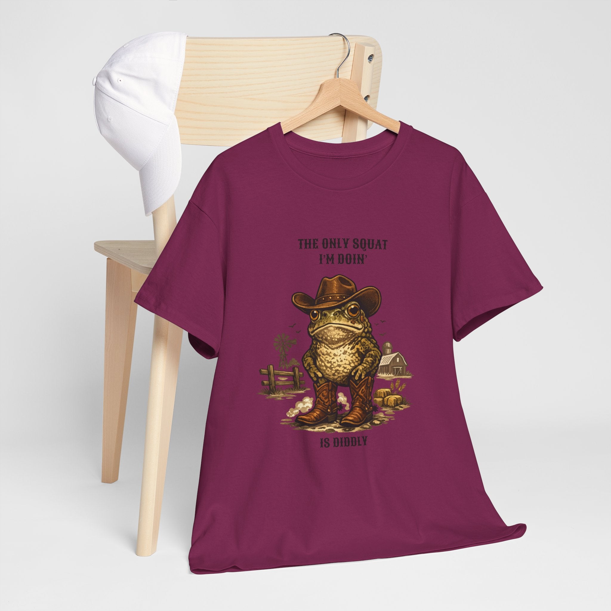 Frog Cowboy Tee — “The Only Squat I’m Doin’ Is Diddle” Funny Western Graphic T-Shirt