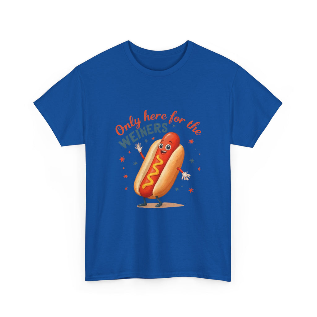 Funny Hot Dog Tee — "Only Here for the Weiners" Graphic T-Shirt