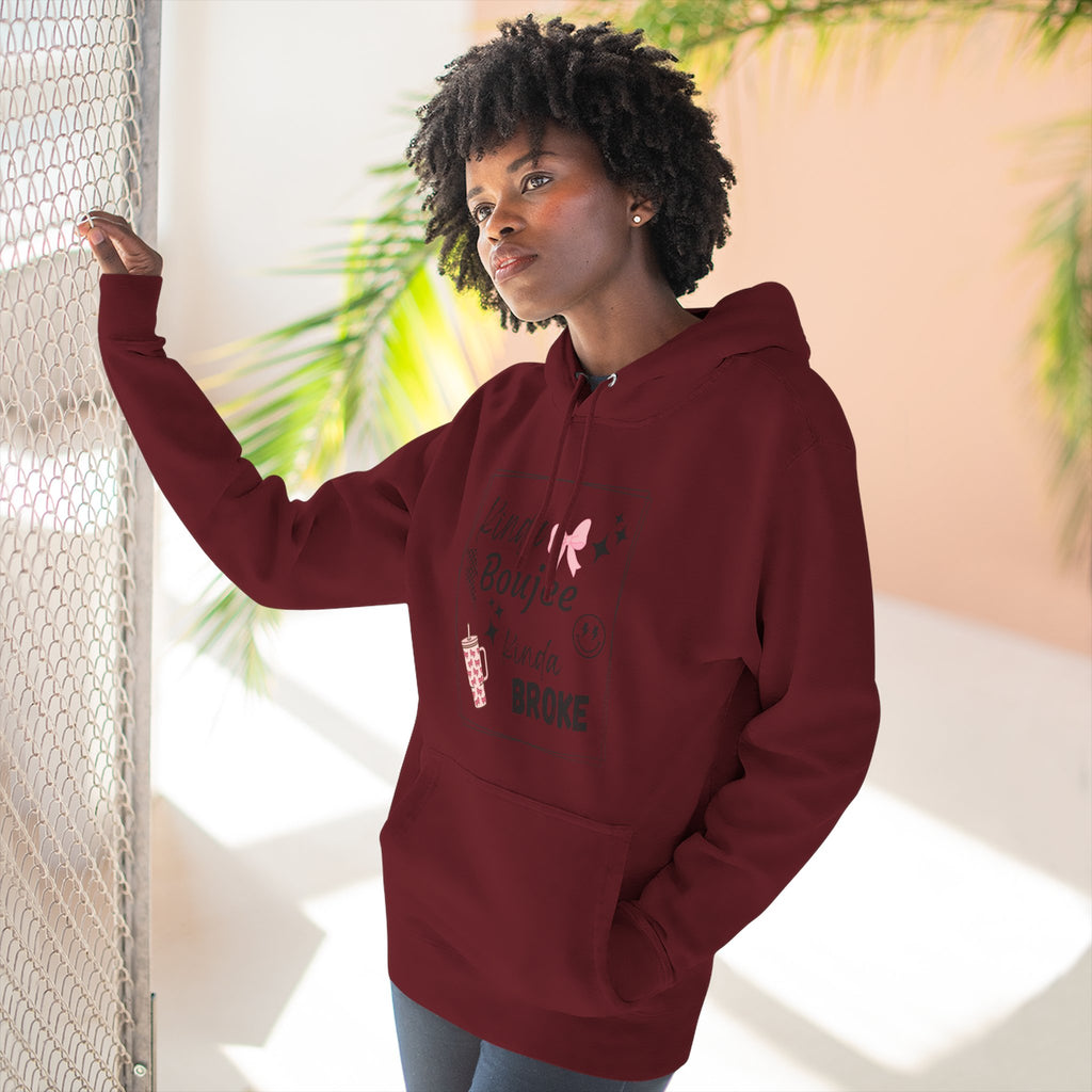 Boujee But Broke Hoodie — Cute Graphic Fleece Pullover