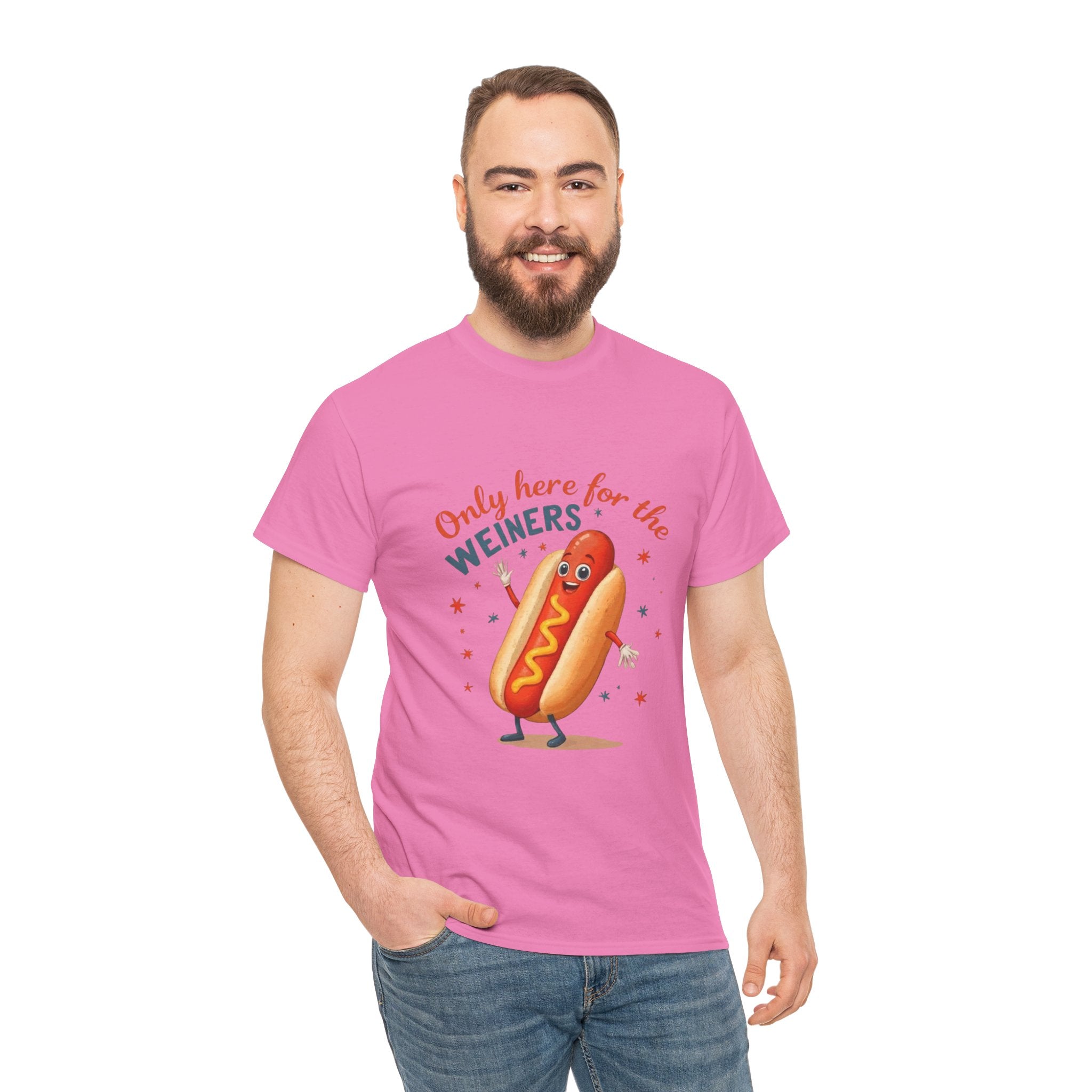 Funny Hot Dog Tee — "Only Here for the Weiners" Graphic T-Shirt