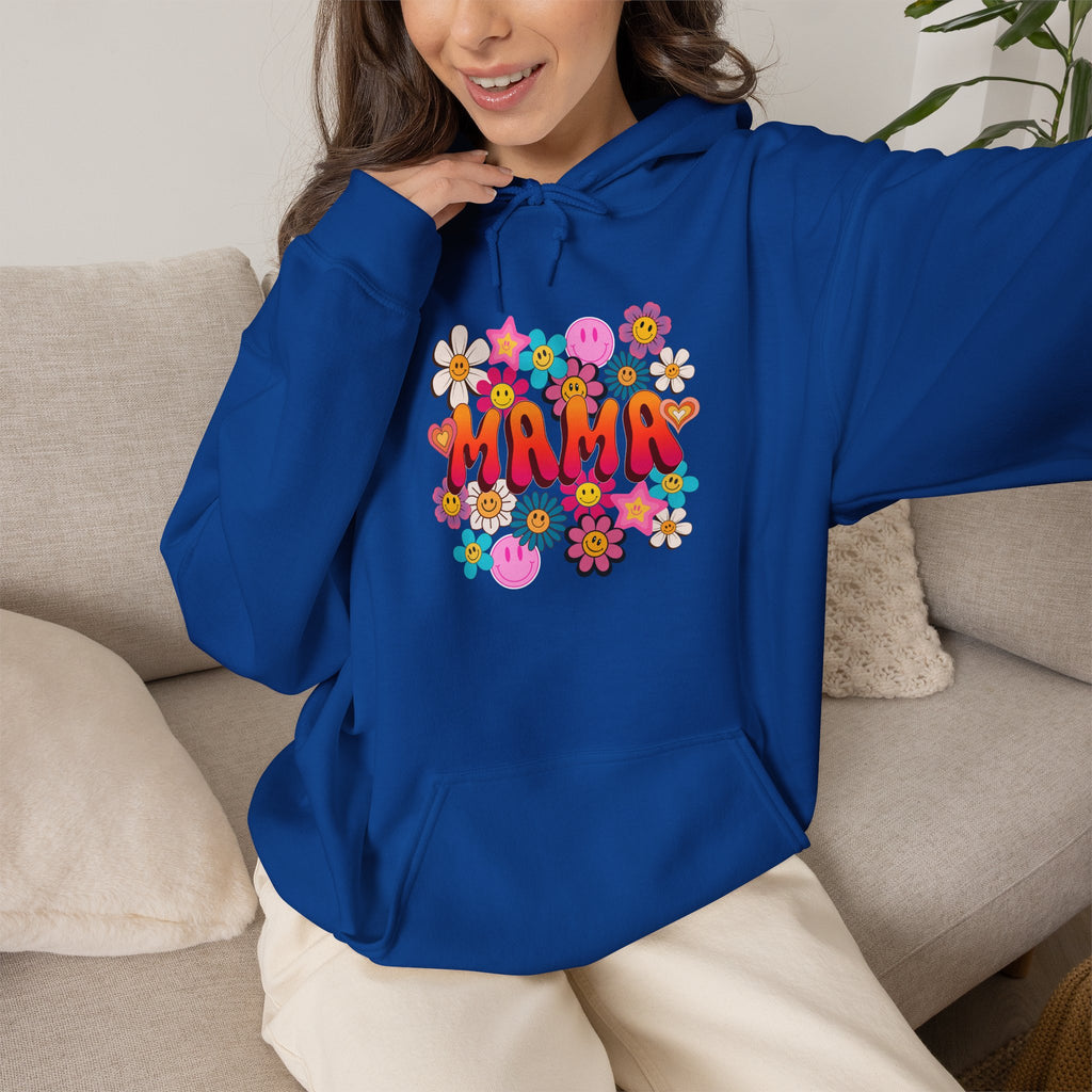 Mama Floral Hoodie — Retro Flower Power "Mama" Sweatshirt