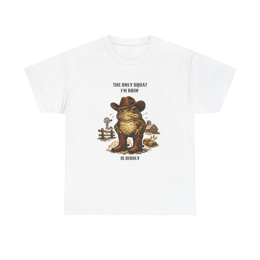 Frog Cowboy Tee — “The Only Squat I’m Doin’ Is Diddle” Funny Western Graphic T-Shirt