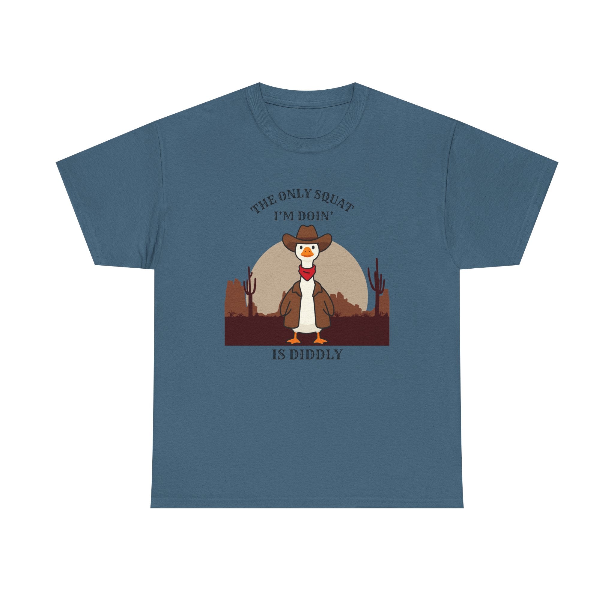 Cowboy Duck Graphic Tee — "The Only Squat I'm Doin' Is Diddly" Cute Western Animal T-Shirt