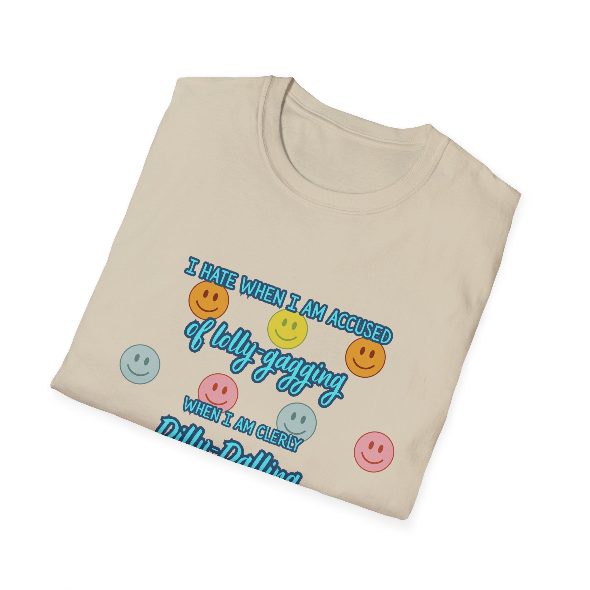 Funny 'I Hate When I Am accused of lolly-gagging' Graphic T-Shirt — Retro Smiley Face Design
