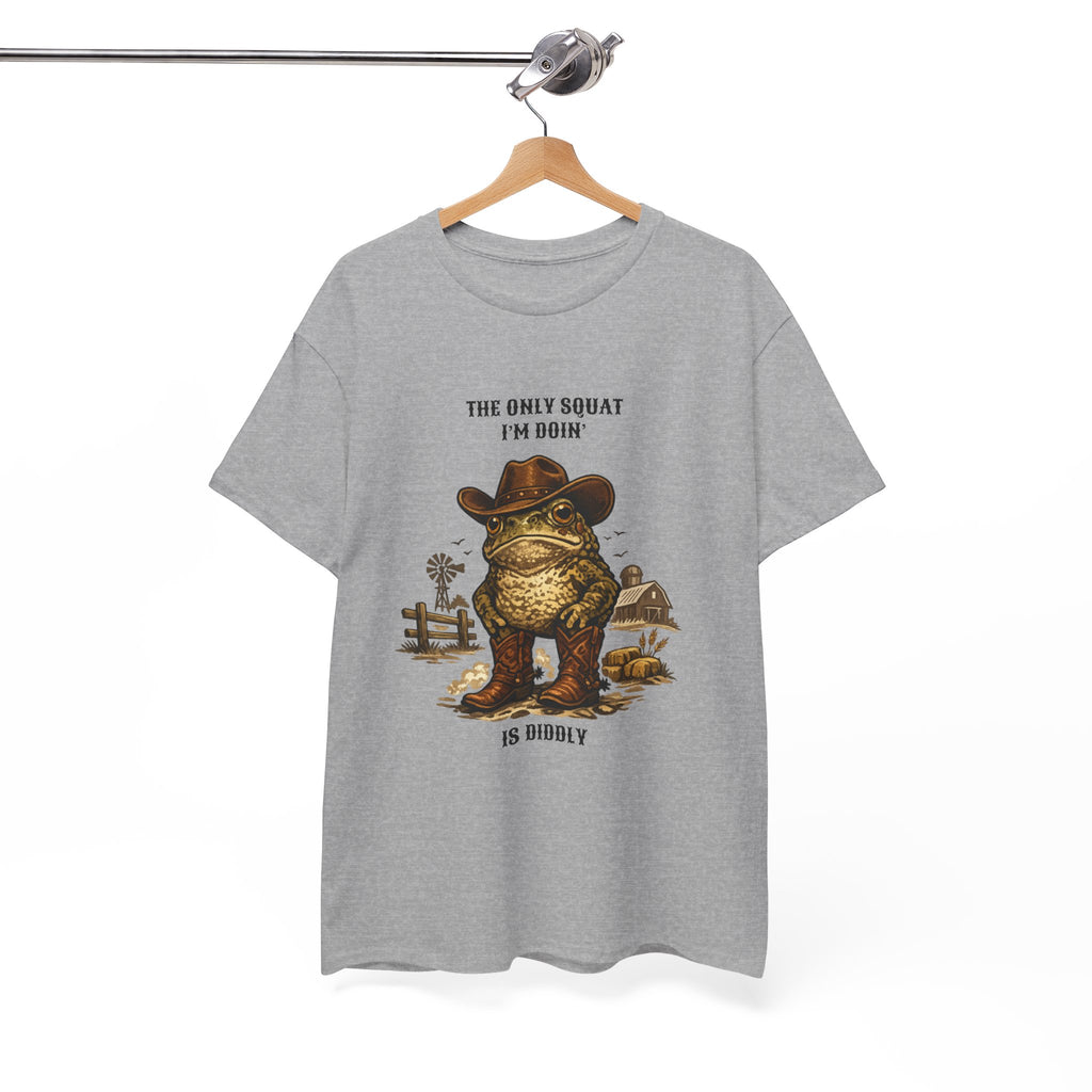 Frog Cowboy Tee — “The Only Squat I’m Doin’ Is Diddle” Funny Western Graphic T-Shirt