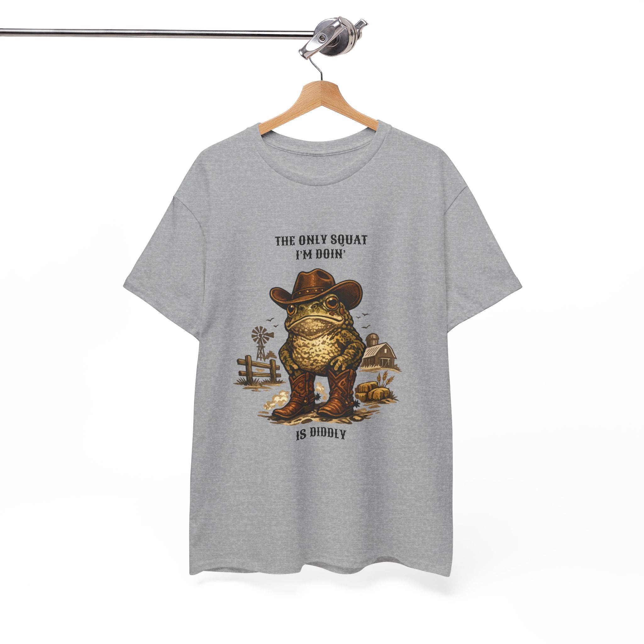 Frog Cowboy Tee — “The Only Squat I’m Doin’ Is Diddle” Funny Western Graphic T-Shirt