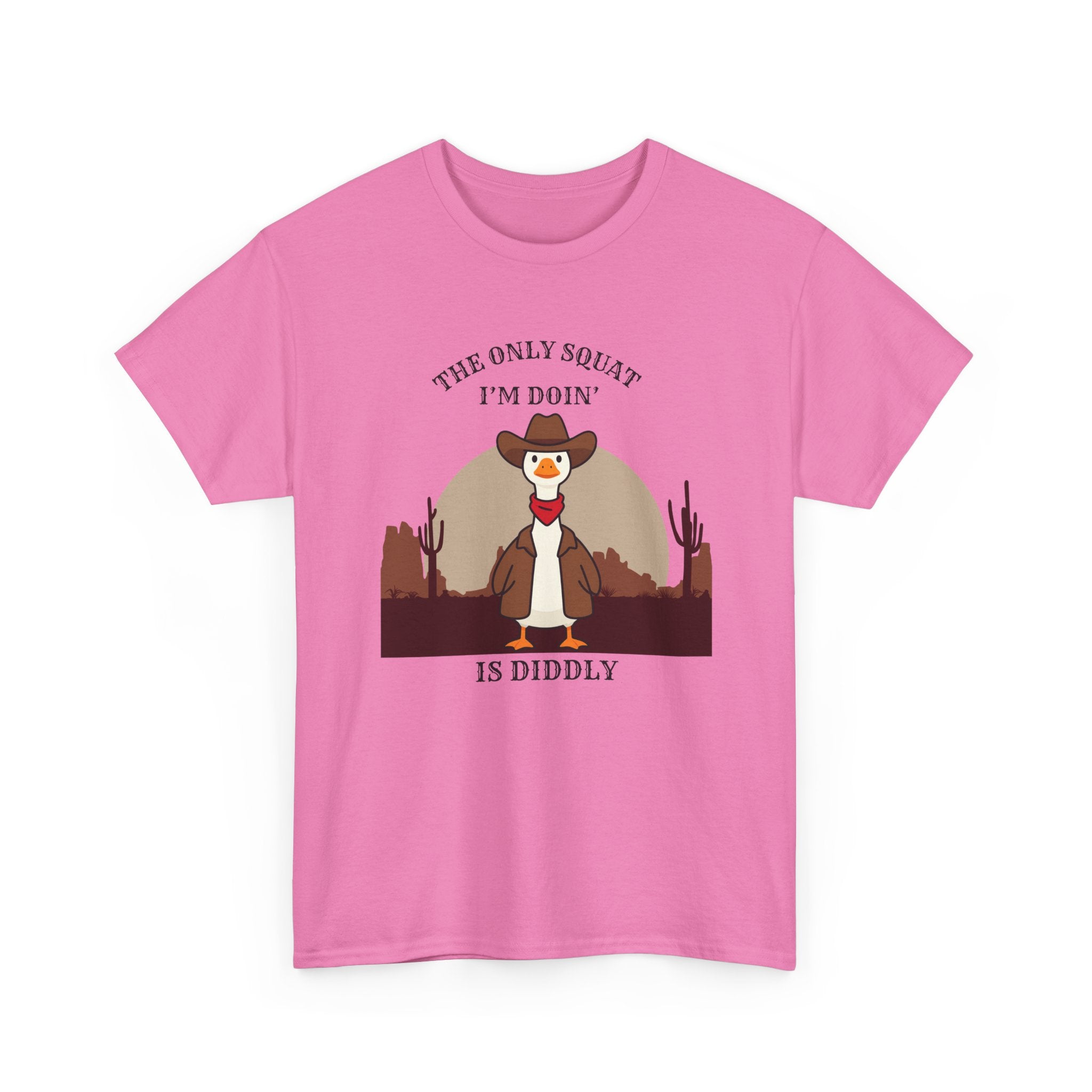Cowboy Duck Graphic Tee — "The Only Squat I'm Doin' Is Diddly" Cute Western Animal T-Shirt