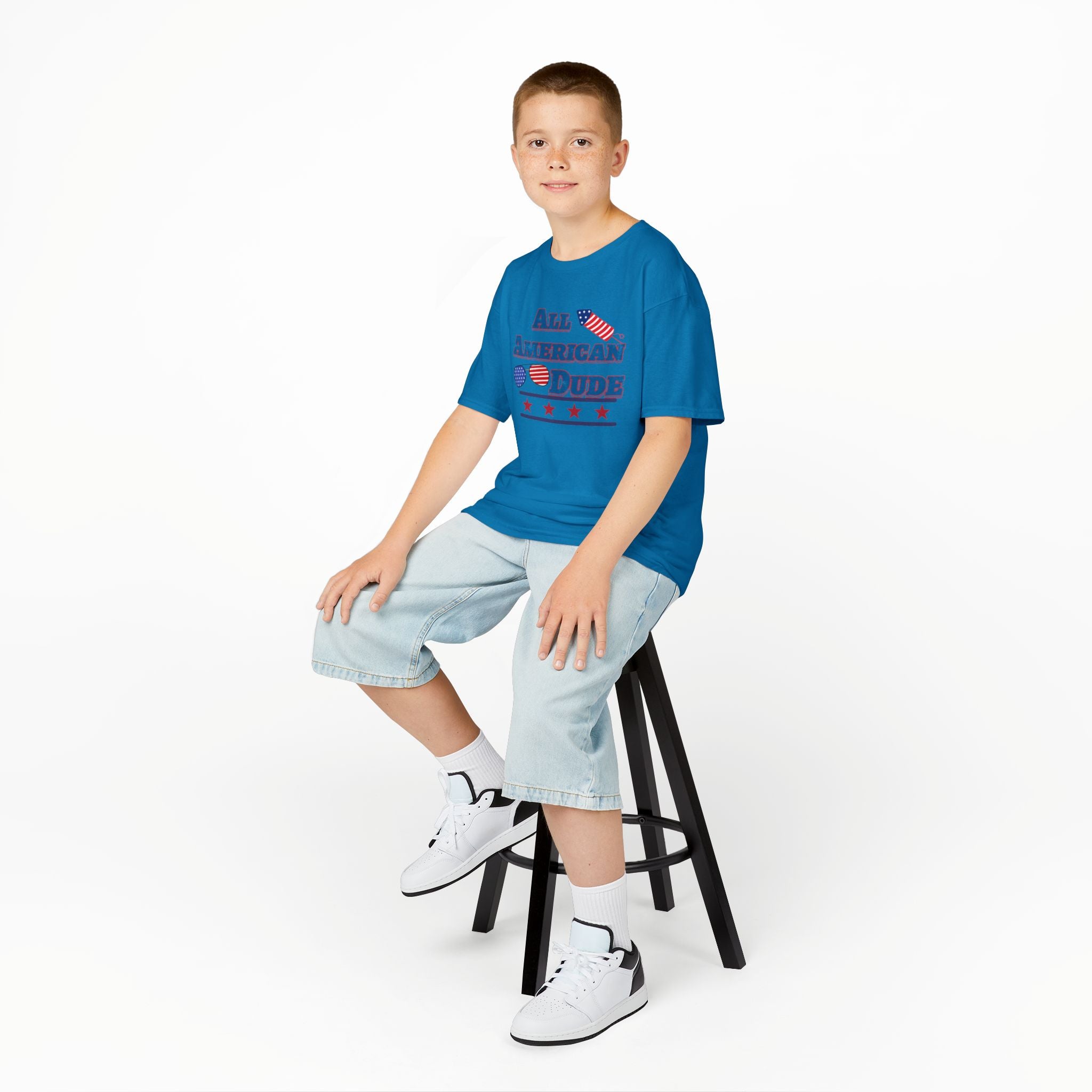 Kids Tee — "All American Dude" Patriotic 4th of July T-Shirt