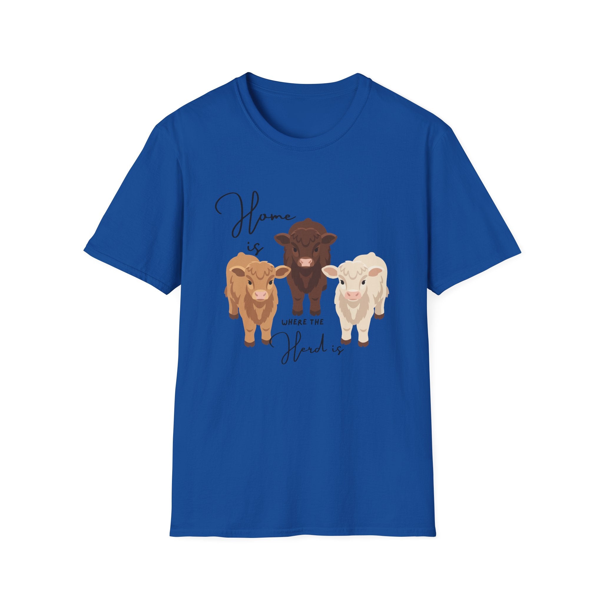 Cow Trio Graphic T-Shirt — "Home is Where the Herd Is" Farm Animal Tee