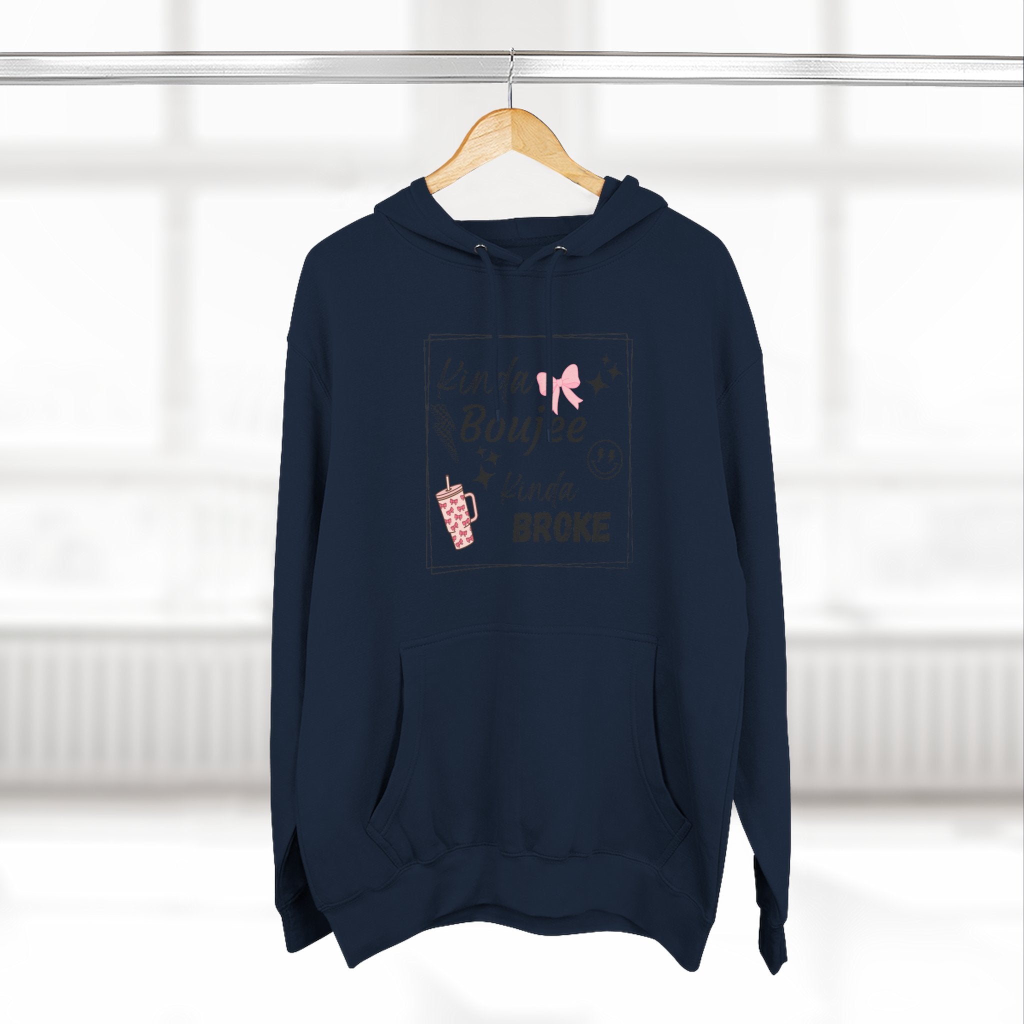 Boujee But Broke Hoodie — Cute Graphic Fleece Pullover