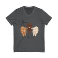 Cow Trio V-Neck Tee — "Home is Where the Herd Is" Cute Farm Animal Shirt