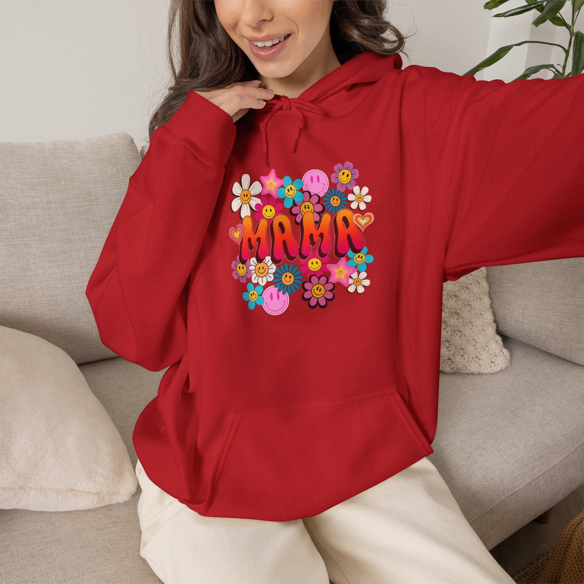 Mama Floral Hoodie — Retro Flower Power "Mama" Sweatshirt