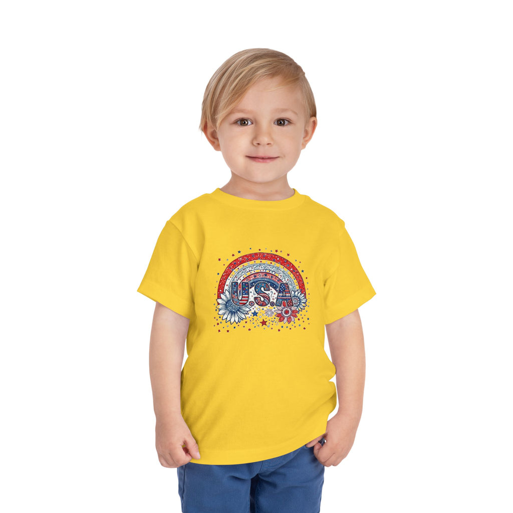 Toddler Tee — USA Rainbow Floral Patriotic 4th of July Shirt