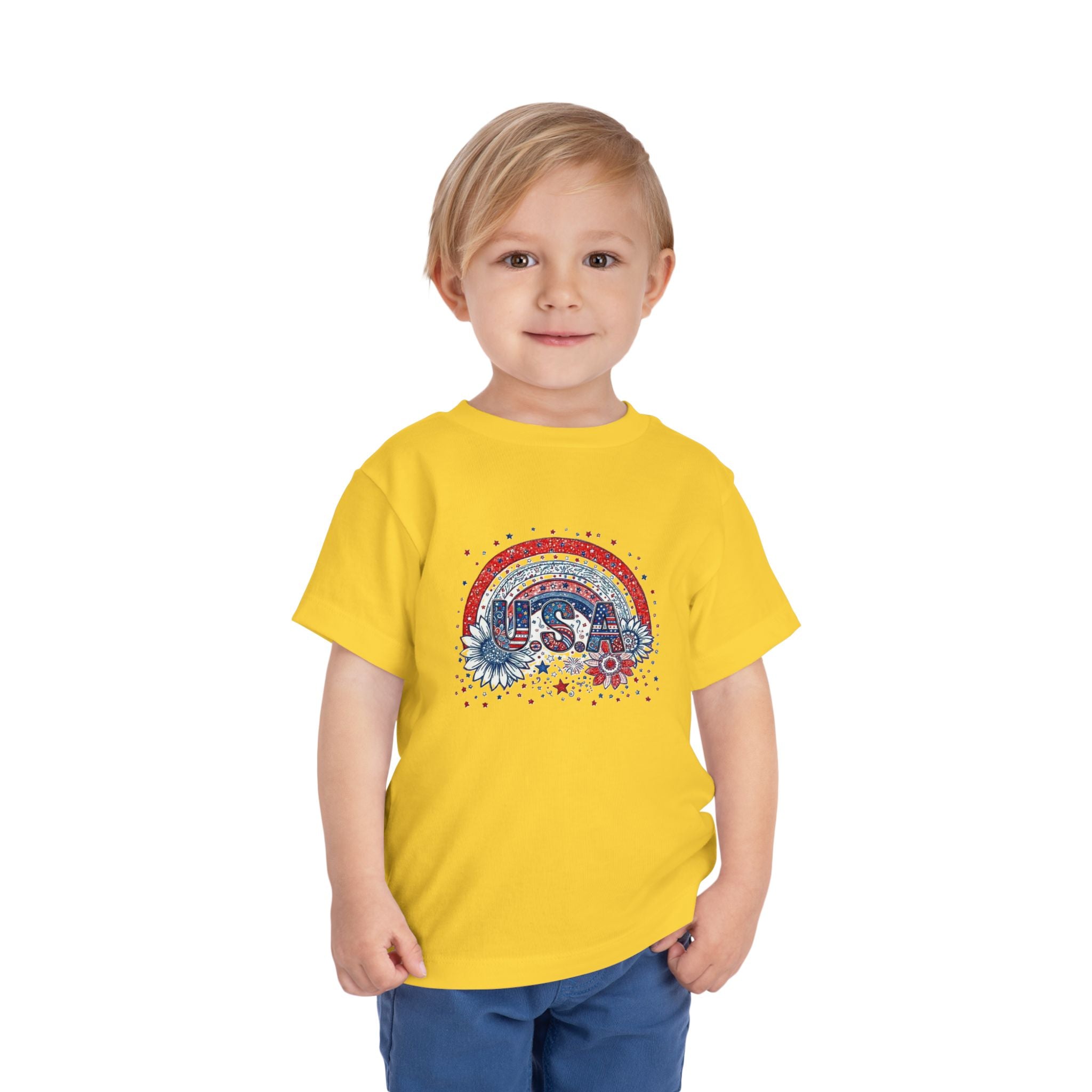 Toddler Tee — USA Rainbow Floral Patriotic 4th of July Shirt