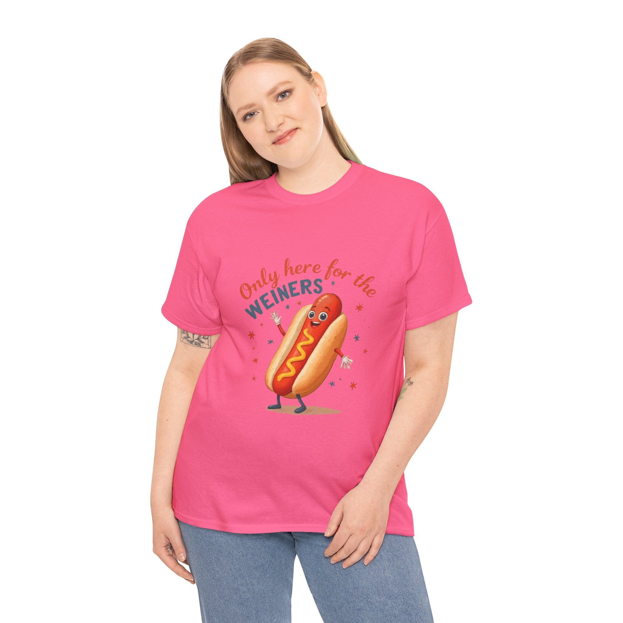 Funny Hot Dog Tee — "Only Here for the Weiners" Graphic T-Shirt