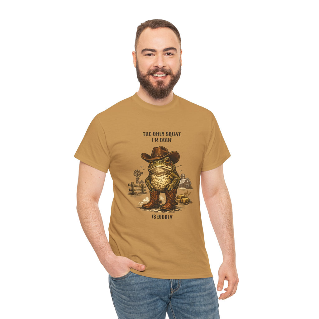 Frog Cowboy Tee — “The Only Squat I’m Doin’ Is Diddle” Funny Western Graphic T-Shirt