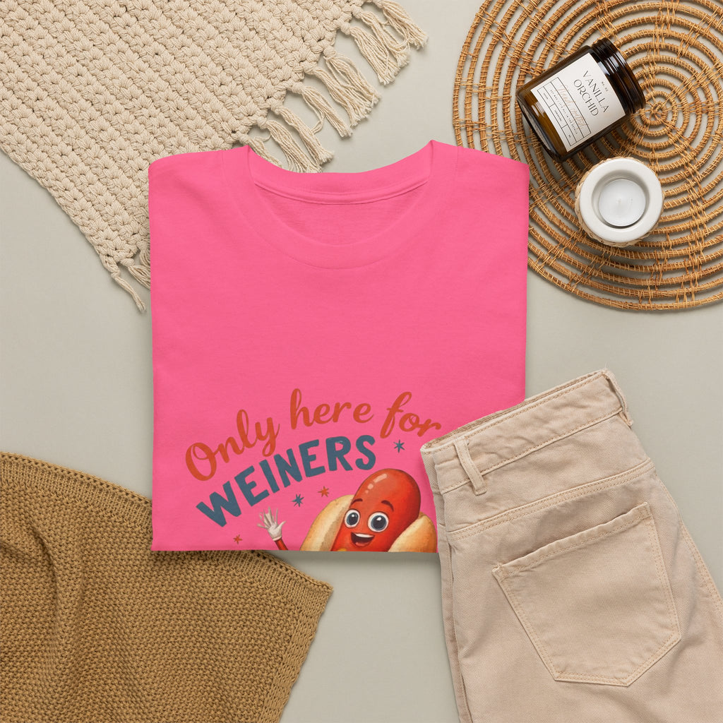 Funny Hot Dog Tee — "Only Here for the Weiners" Graphic T-Shirt