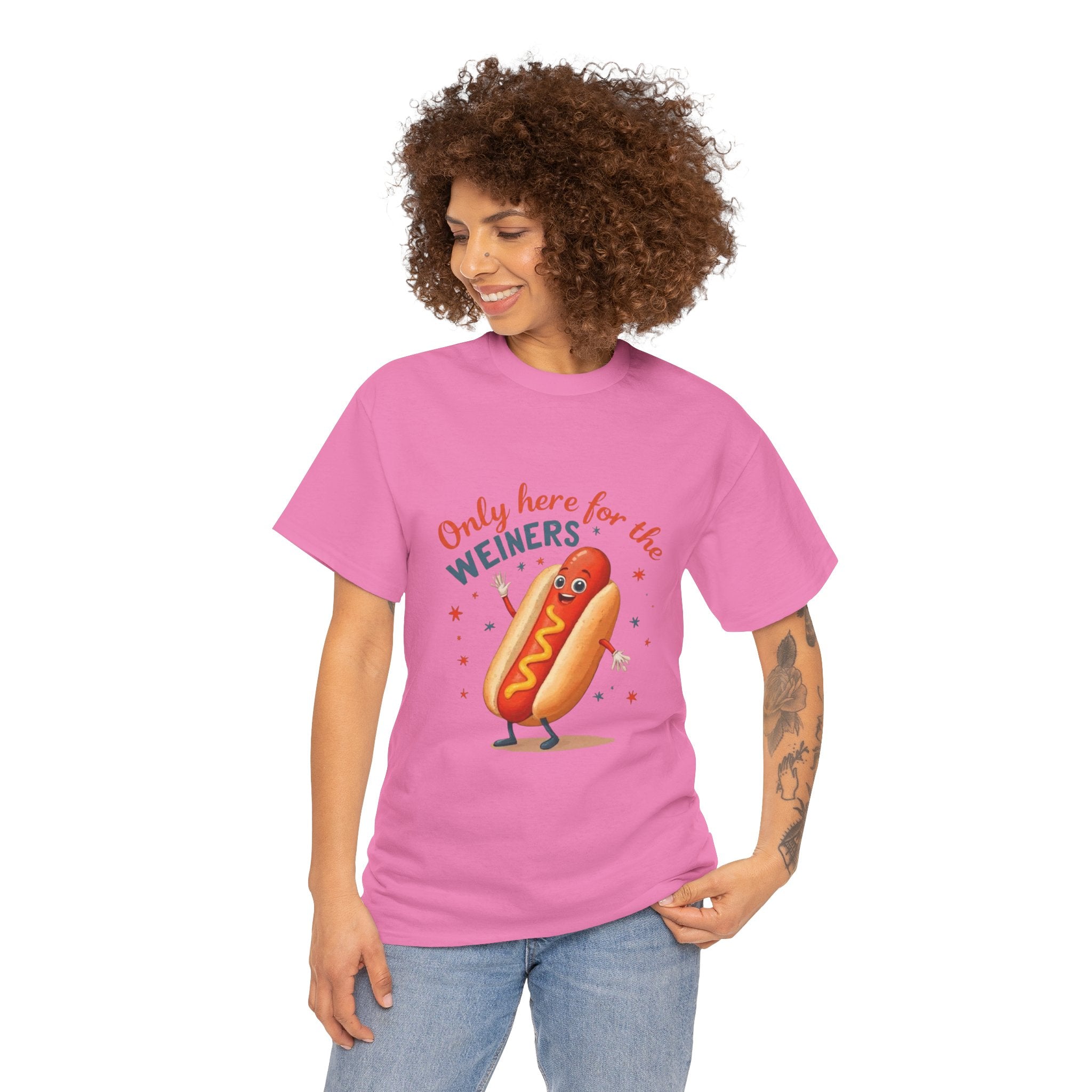 Funny Hot Dog Tee — "Only Here for the Weiners" Graphic T-Shirt
