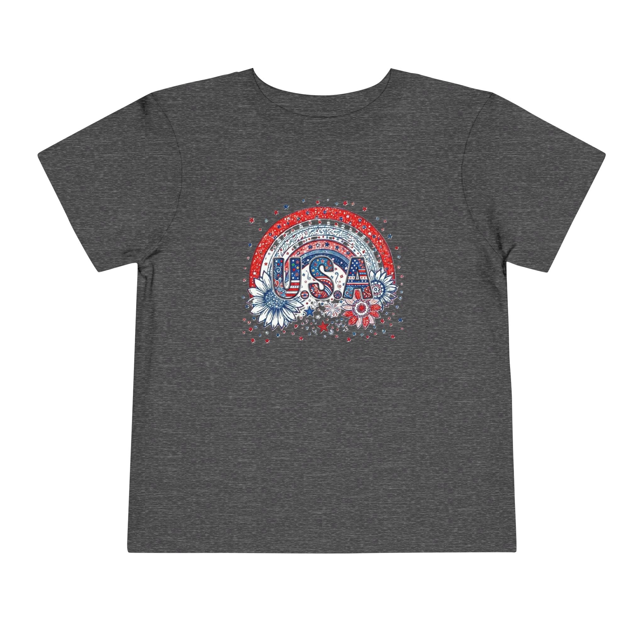 Toddler Tee — USA Rainbow Floral Patriotic 4th of July Shirt