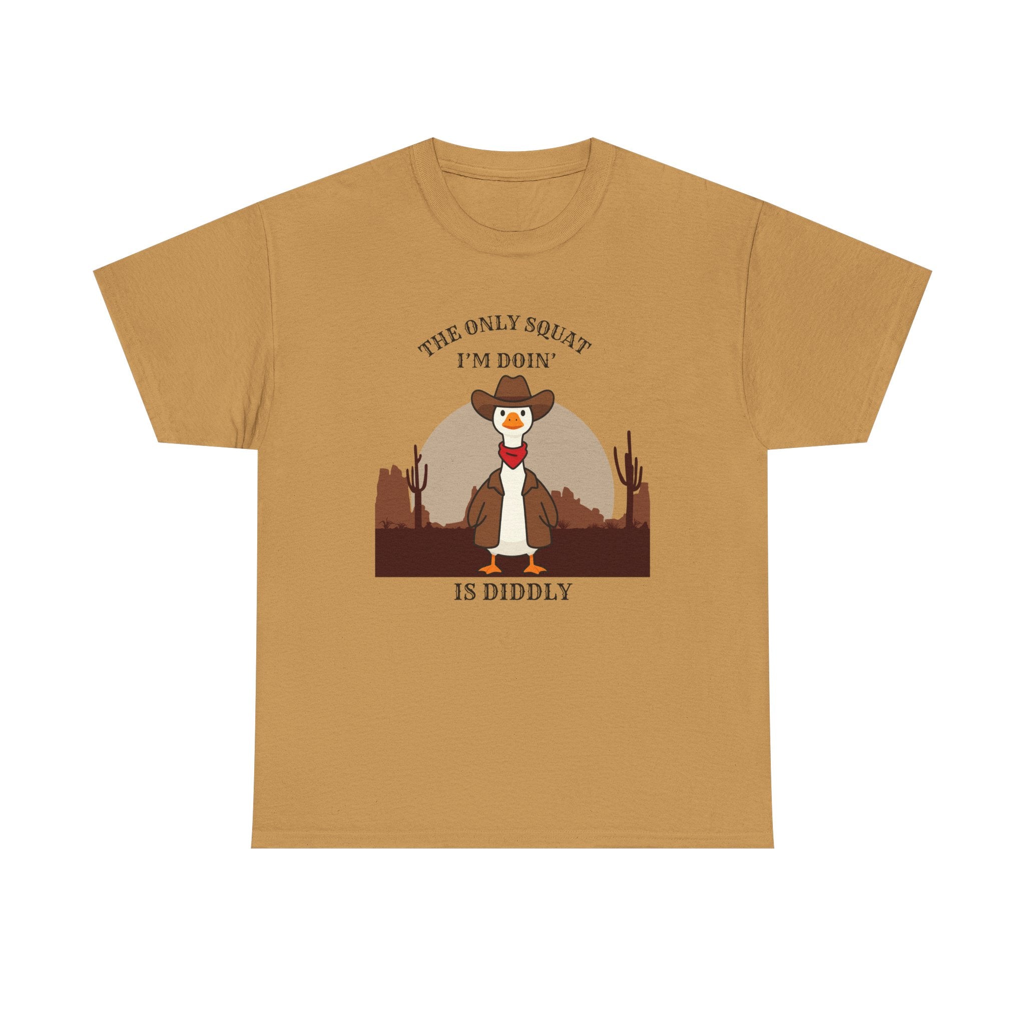 Cowboy Duck Graphic Tee — "The Only Squat I'm Doin' Is Diddly" Cute Western Animal T-Shirt