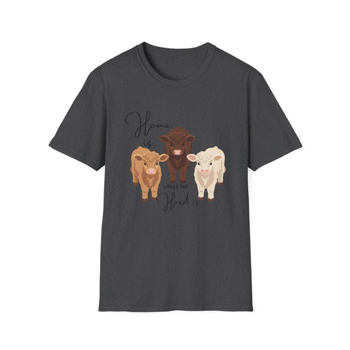 Cow Trio Graphic T-Shirt — "Home is Where the Herd Is" Farm Animal Tee