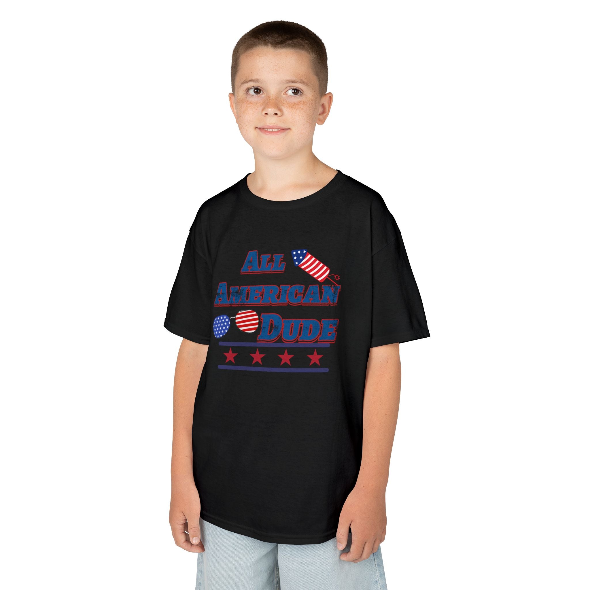 Kids Tee — "All American Dude" Patriotic 4th of July T-Shirt