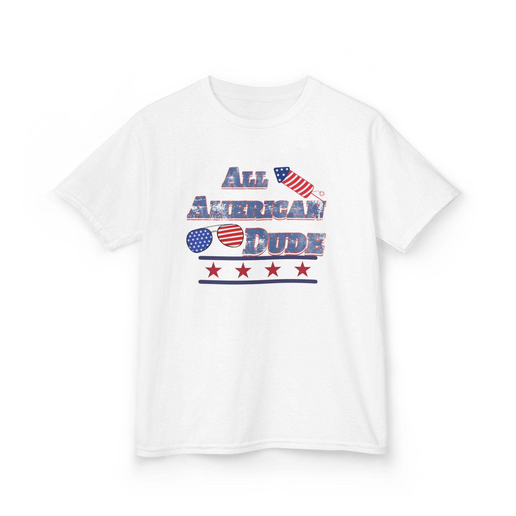 Kids Tee — "All American Dude" Patriotic 4th of July T-Shirt