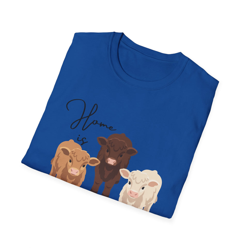 Cow Trio Graphic T-Shirt — "Home is Where the Herd Is" Farm Animal Tee