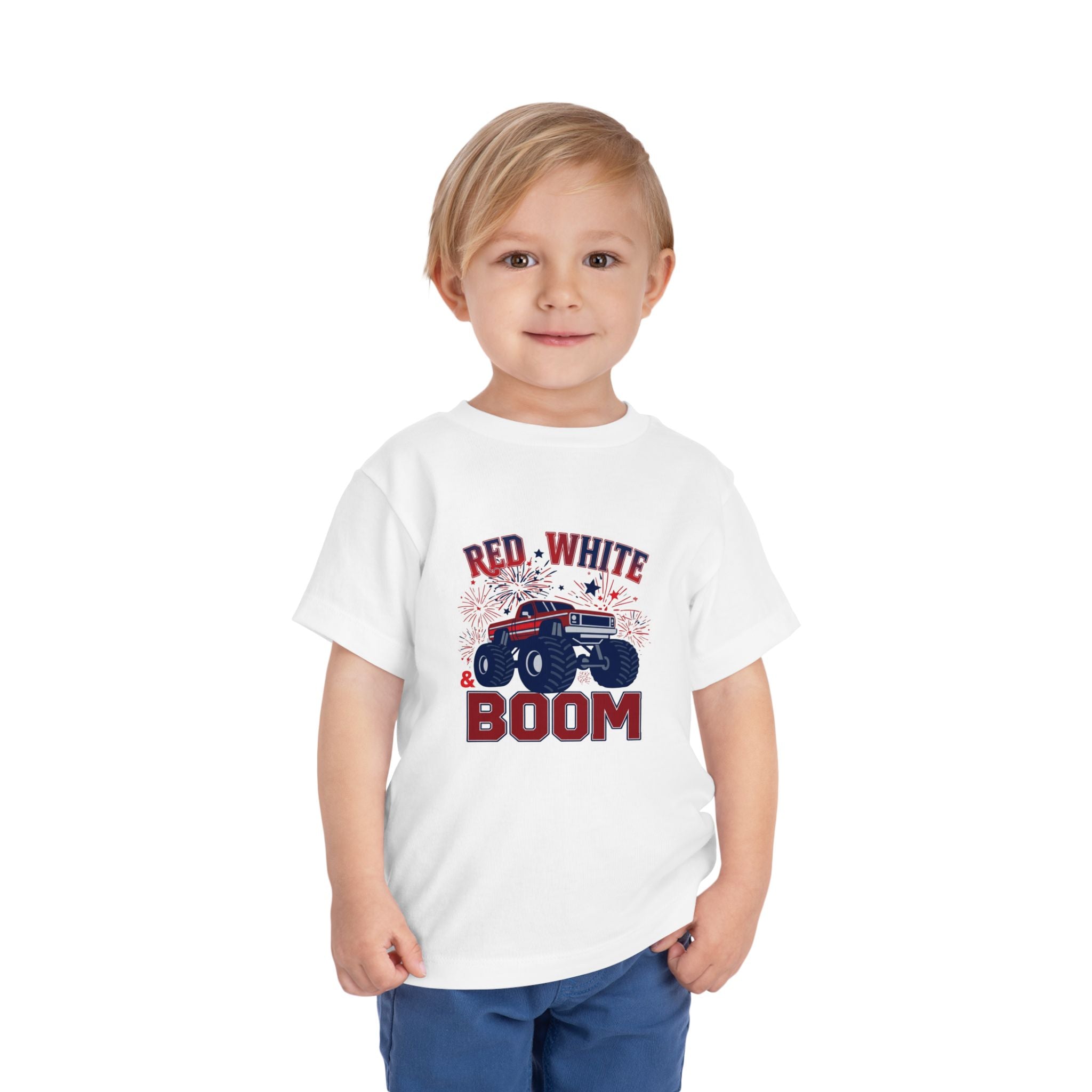 Toddler Tee - "Red, White & Boom" Monster Truck 4th of July Shirt