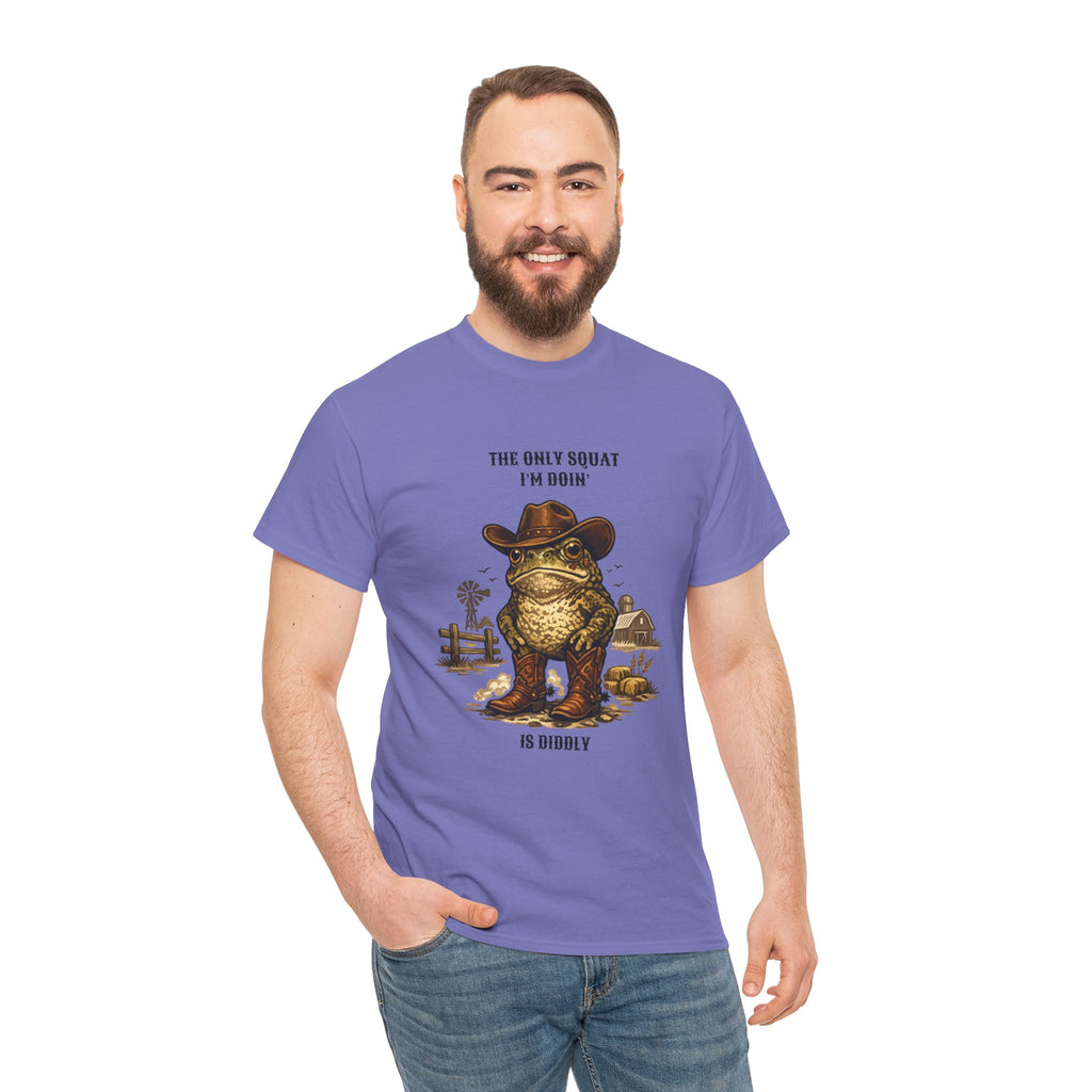 Frog Cowboy Tee — “The Only Squat I’m Doin’ Is Diddle” Funny Western Graphic T-Shirt