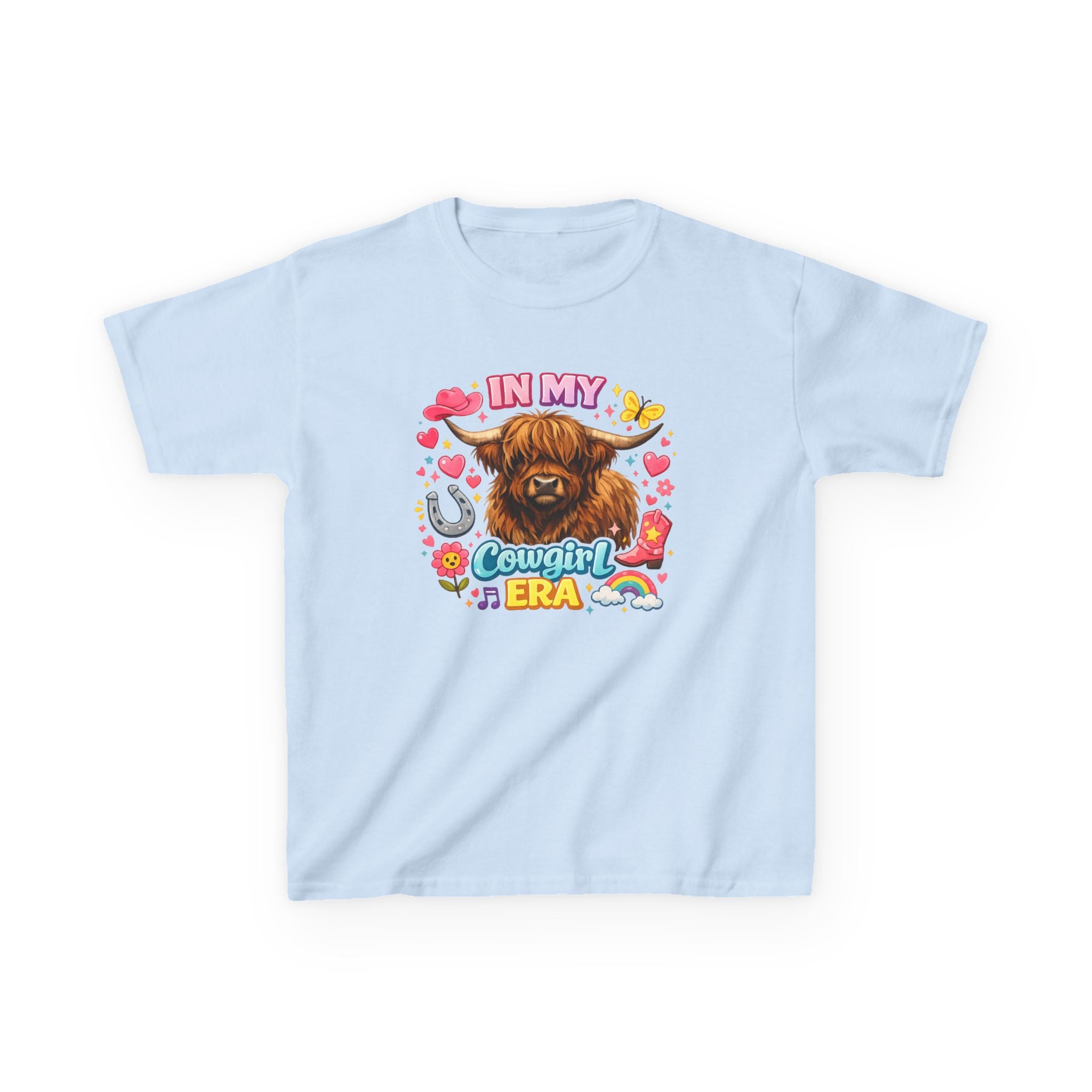 Kids Tee — "In My Cowgirl Era" Highland Cow Graphic