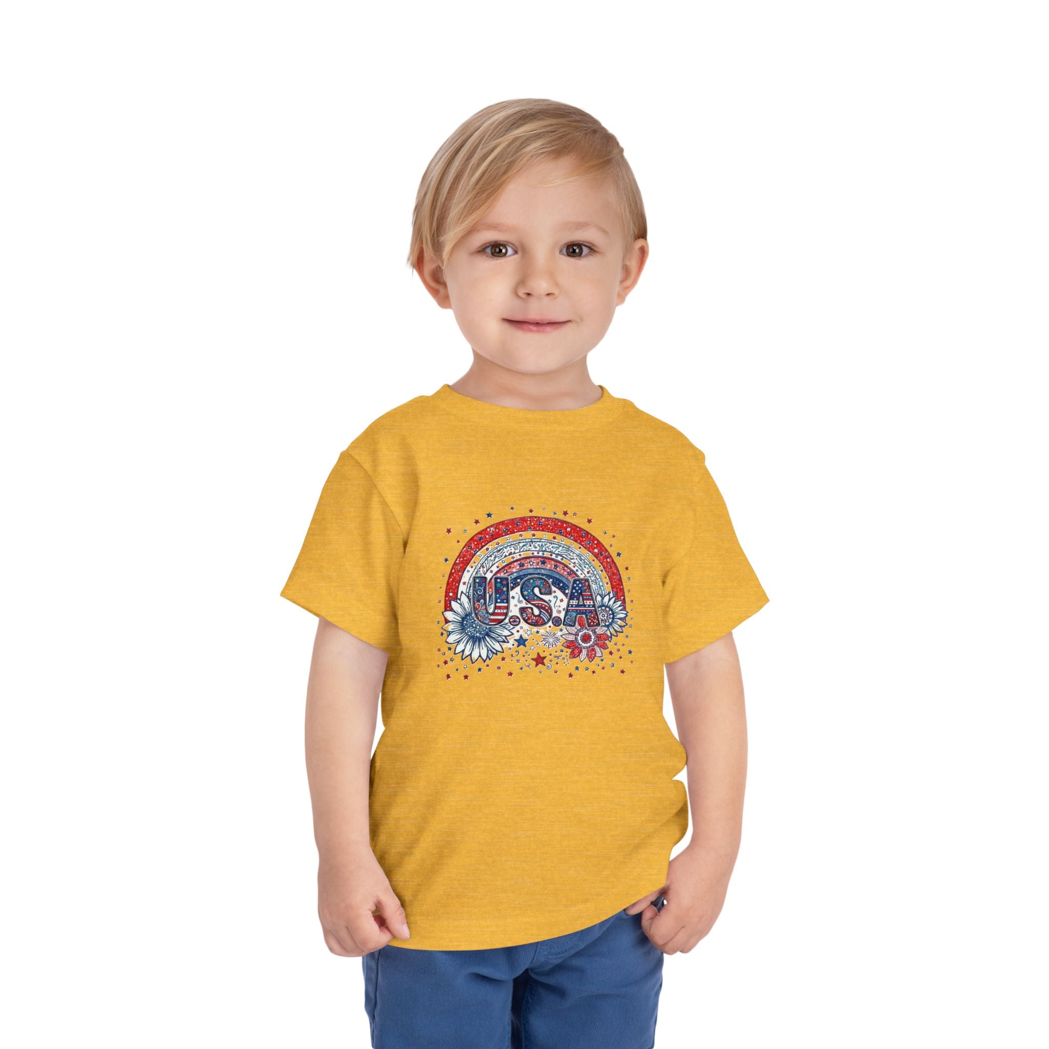 Toddler Tee — USA Rainbow Floral Patriotic 4th of July Shirt