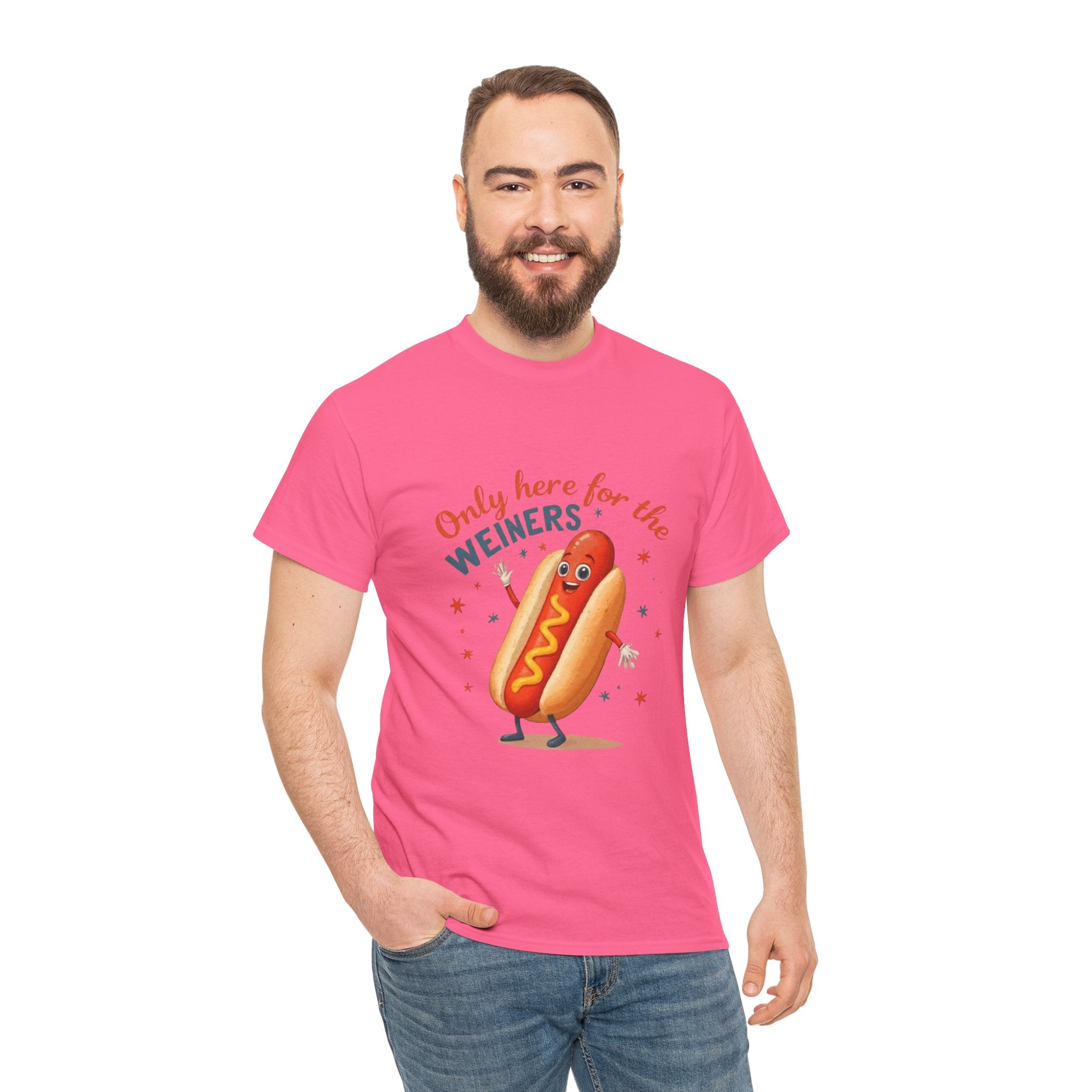 Funny Hot Dog Tee — "Only Here for the Weiners" Graphic T-Shirt