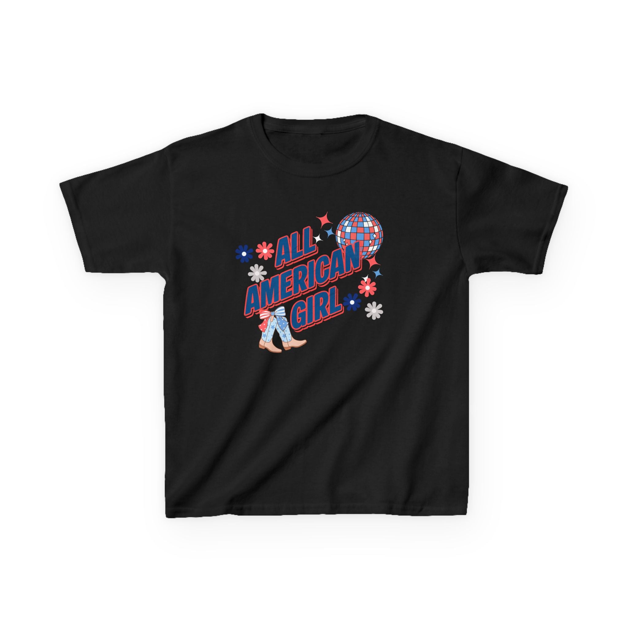 All American Girl Kids T-Shirt — Patriotic 4th of July Tee