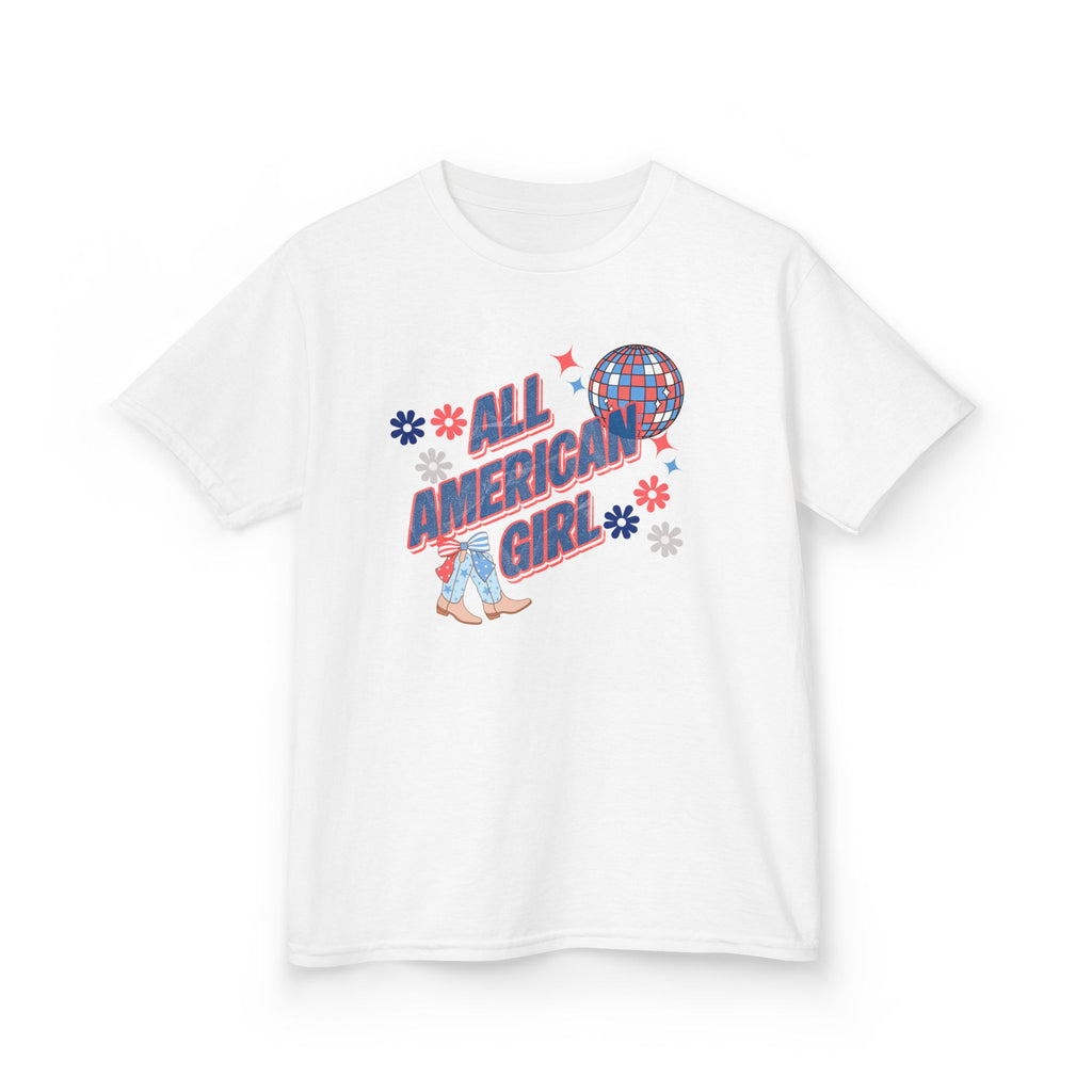 All American Girl Kids T-Shirt — Patriotic 4th of July Tee