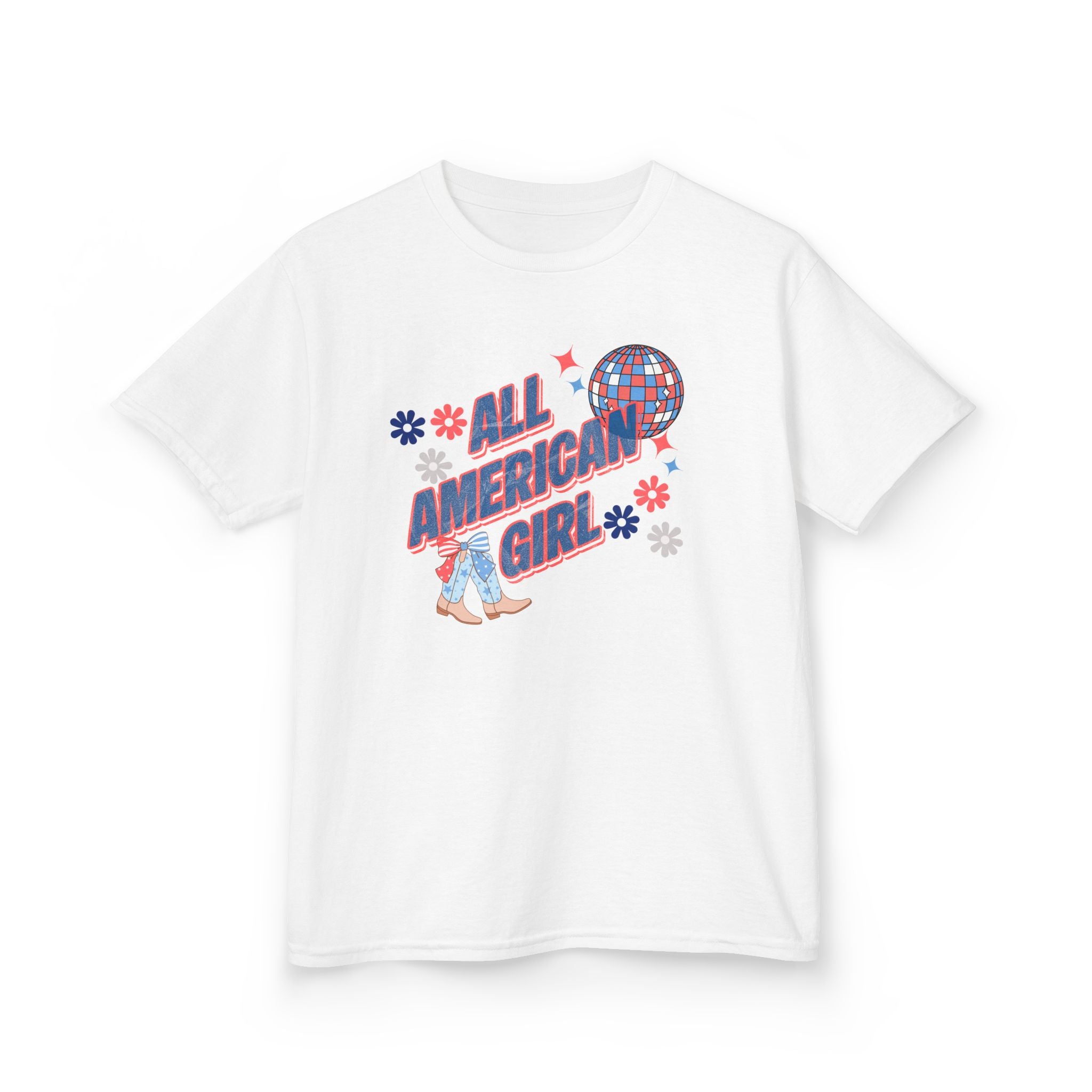 All American Girl Kids T-Shirt — Patriotic 4th of July Tee