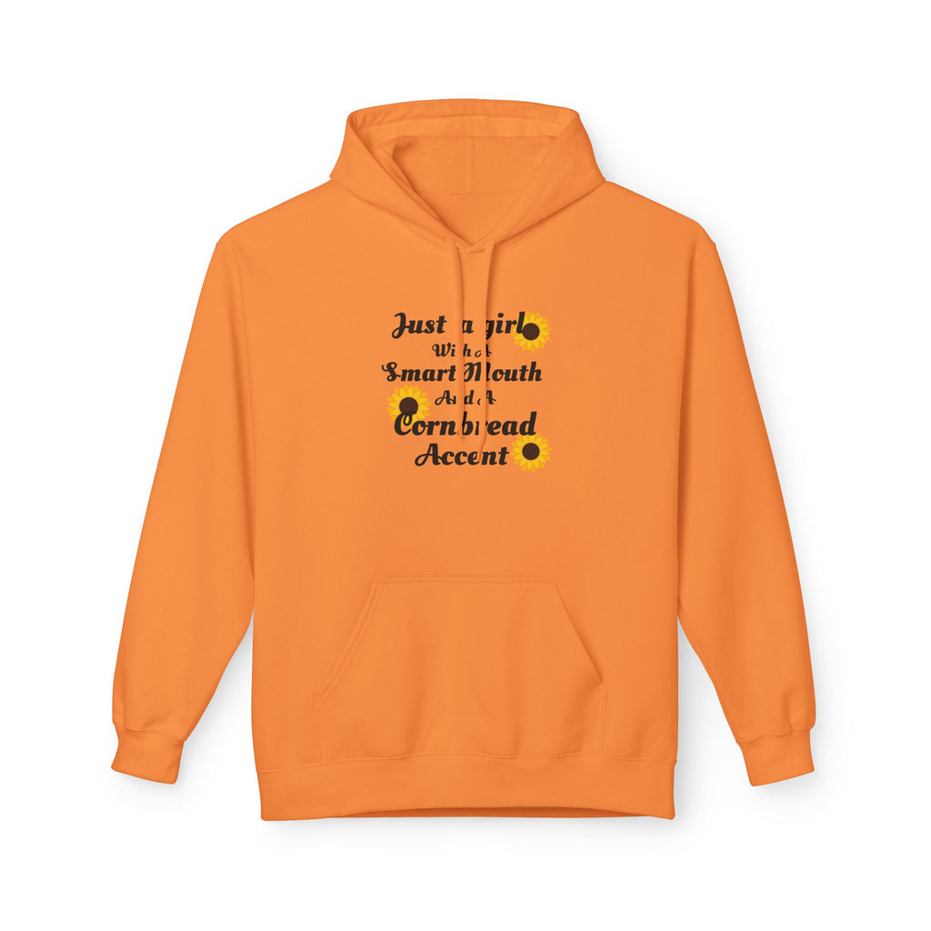 Cornbread Accent Hoodie — "Just a girl with a smart mouth & a cornbread accent" Sunflower Pullover
