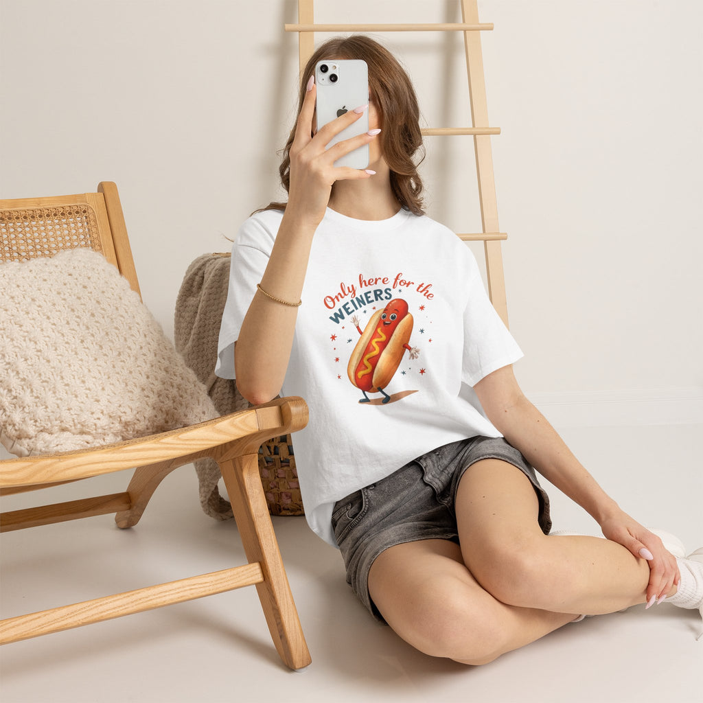 Funny Hot Dog Tee — "Only Here for the Weiners" Graphic T-Shirt