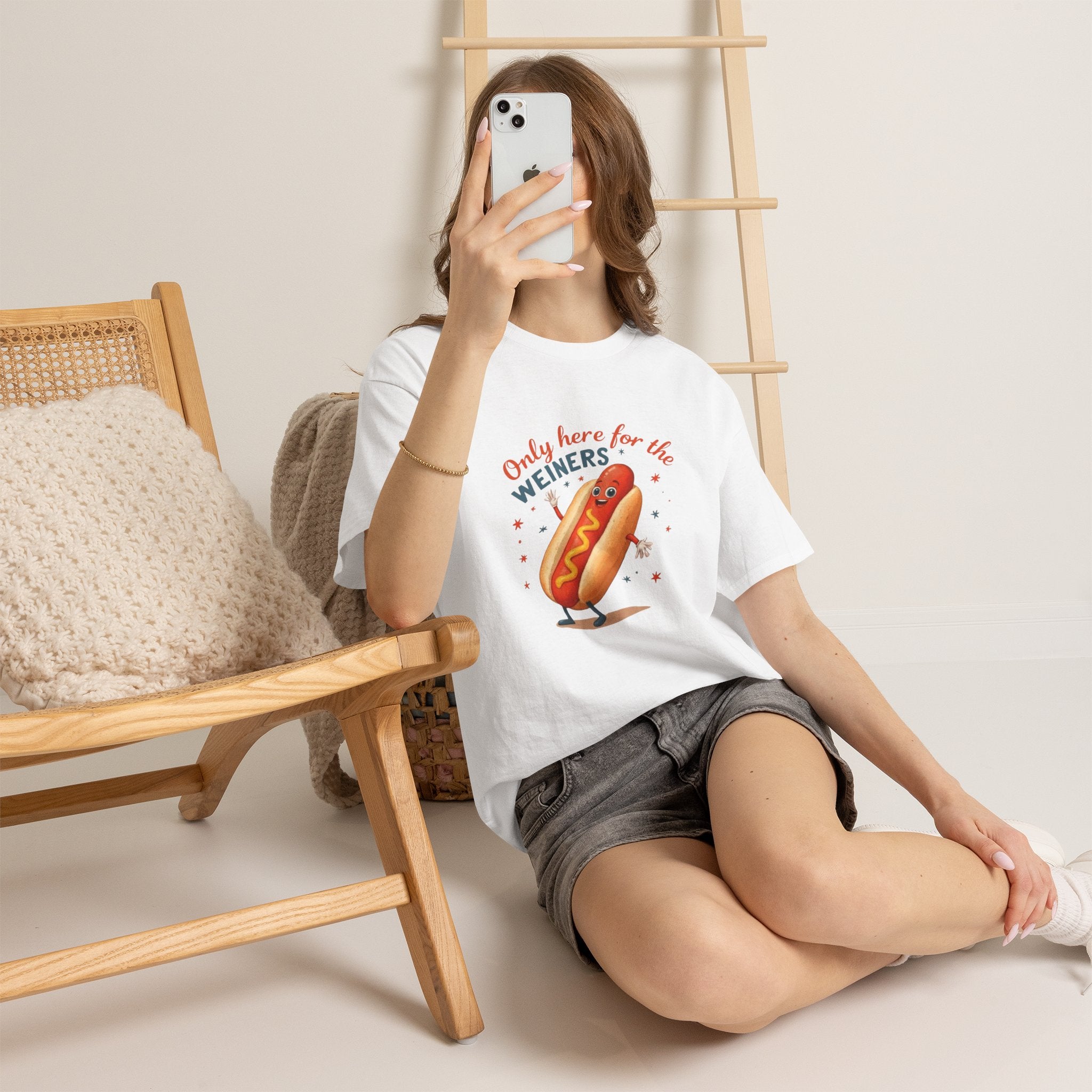 Funny Hot Dog Tee — "Only Here for the Weiners" Graphic T-Shirt