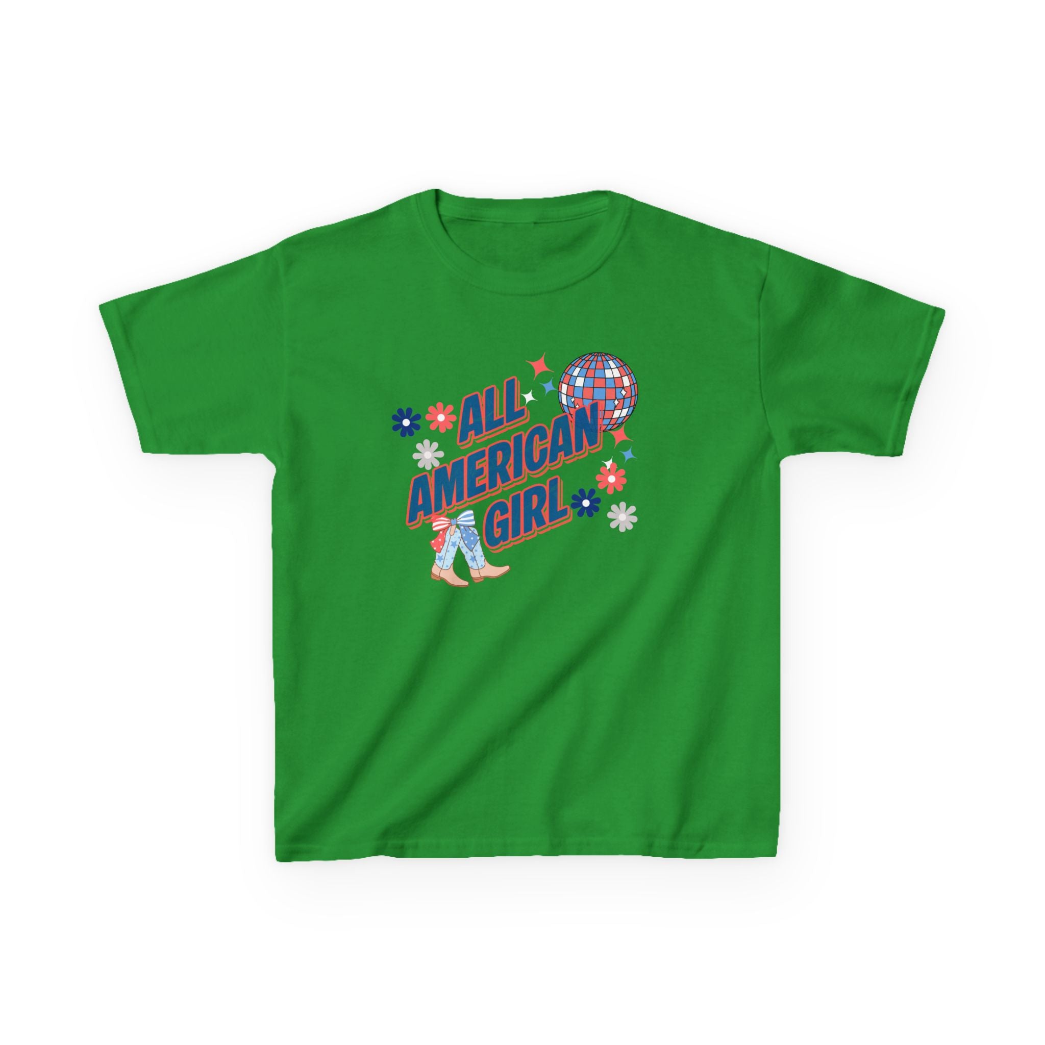 All American Girl Kids T-Shirt — Patriotic 4th of July Tee